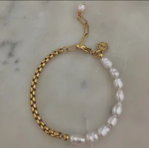 Gold Plated Pearl Bracelet