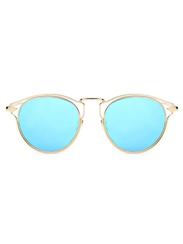 Gorgeous Blue Arrow Cat Eye Mirrored Sunglasses