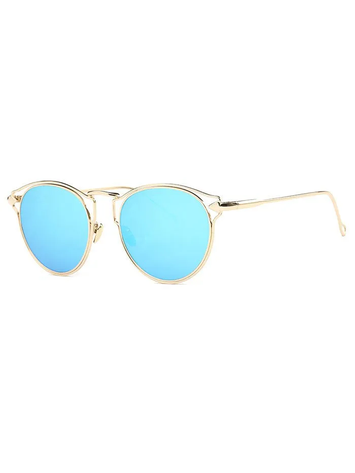 Gorgeous Blue Arrow Cat Eye Mirrored Sunglasses