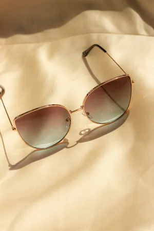 Gradient Butterfly Wire Frame Cat Eye Sunglasses