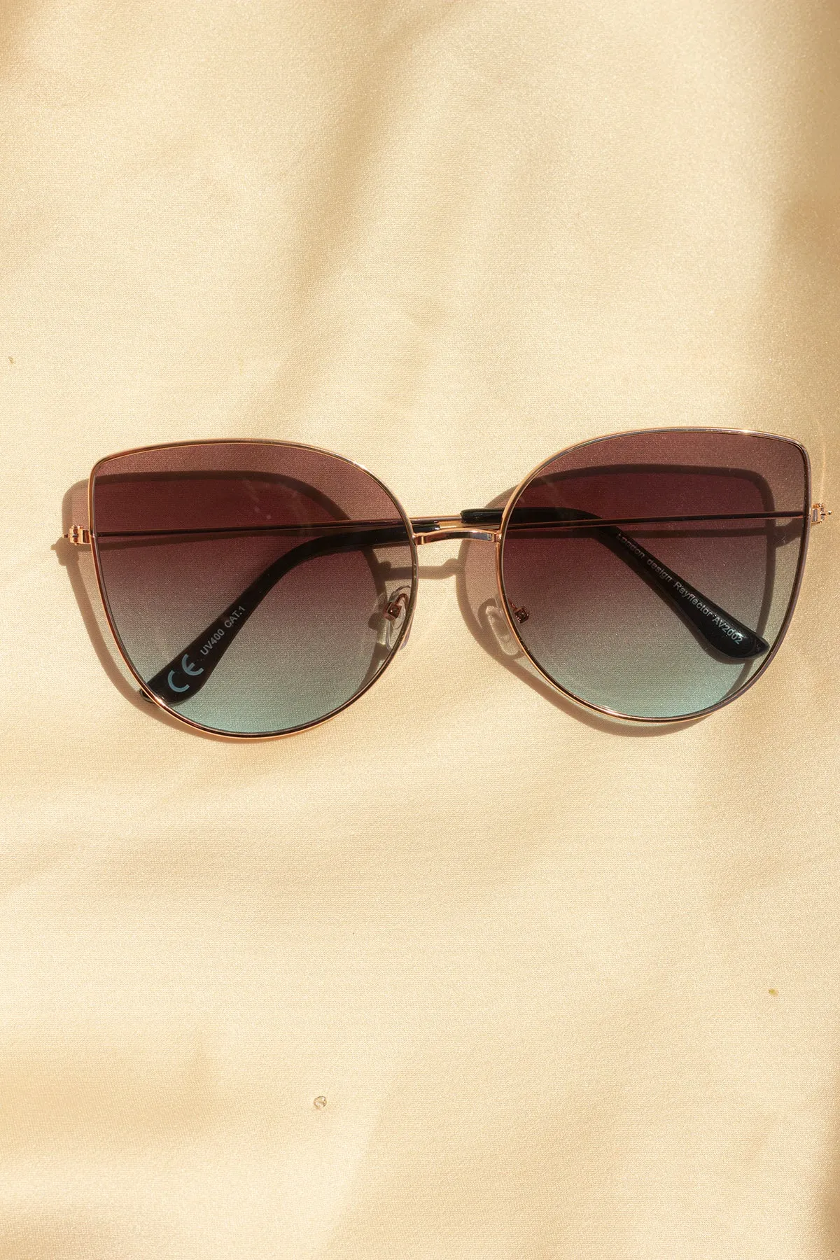 Gradient Butterfly Wire Frame Cat Eye Sunglasses