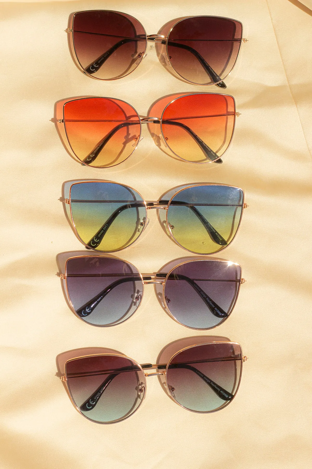 Gradient Butterfly Wire Frame Cat Eye Sunglasses
