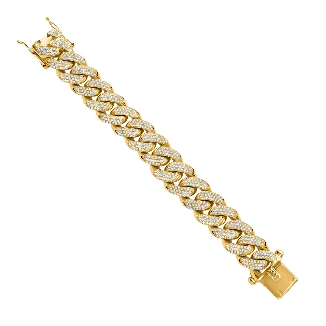 Grand Diamond Cuban Bracelet in 14k Yellow Gold 19 Ctw