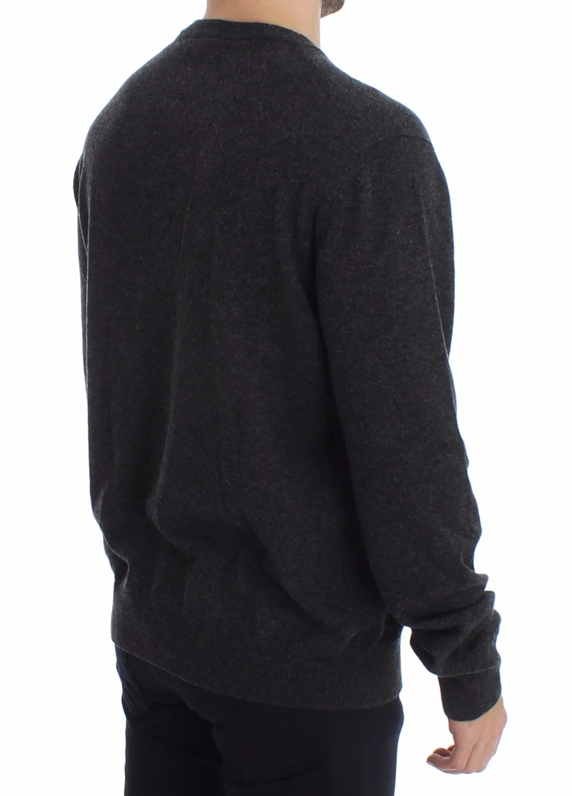 Gray Cashmere Crew-neck Sweater Pullover Top