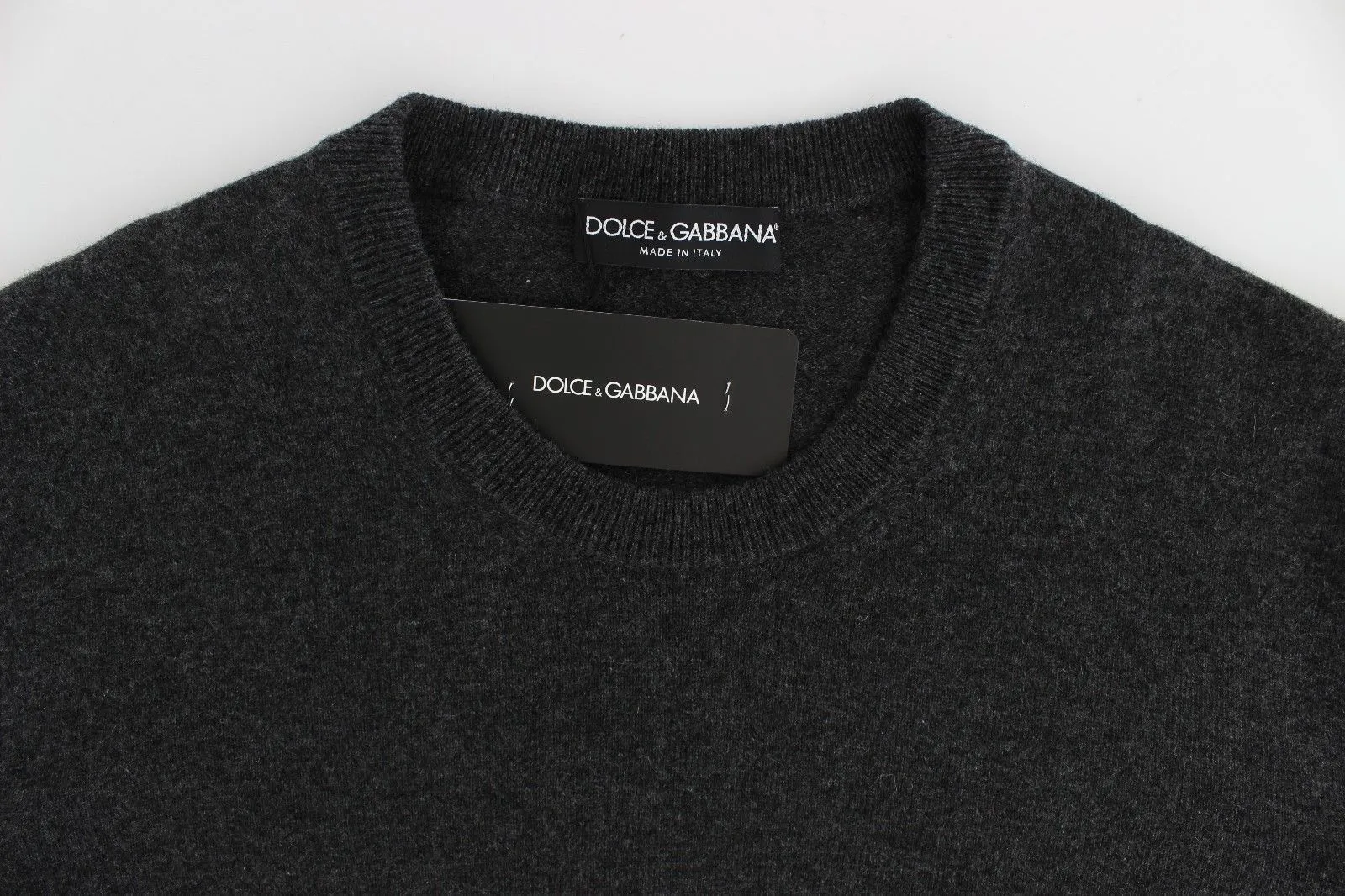 Gray Cashmere Crew-neck Sweater Pullover Top