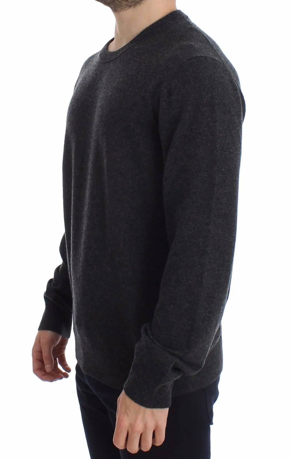 Gray Cashmere Crew-neck Sweater Pullover Top