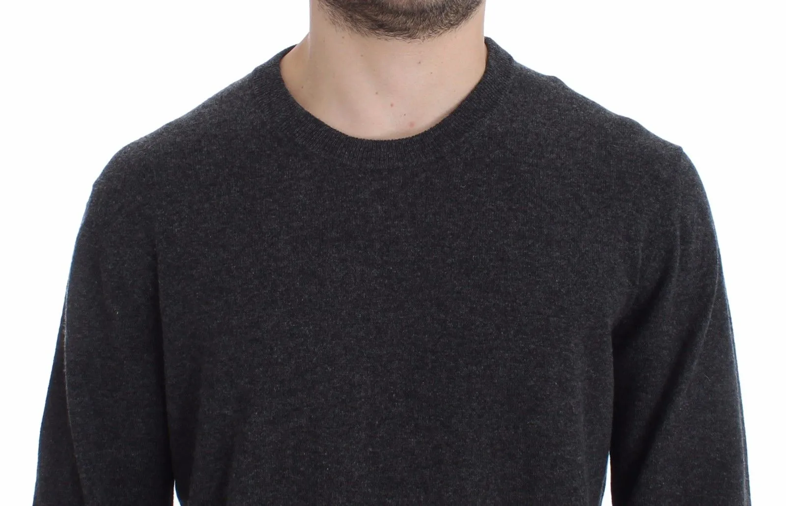 Gray Cashmere Crew-neck Sweater Pullover Top