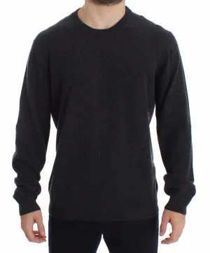 Gray Cashmere Crew-neck Sweater Pullover Top