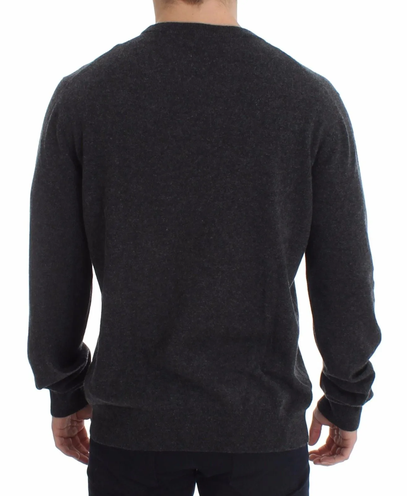 Gray Cashmere Crew-neck Sweater Pullover Top