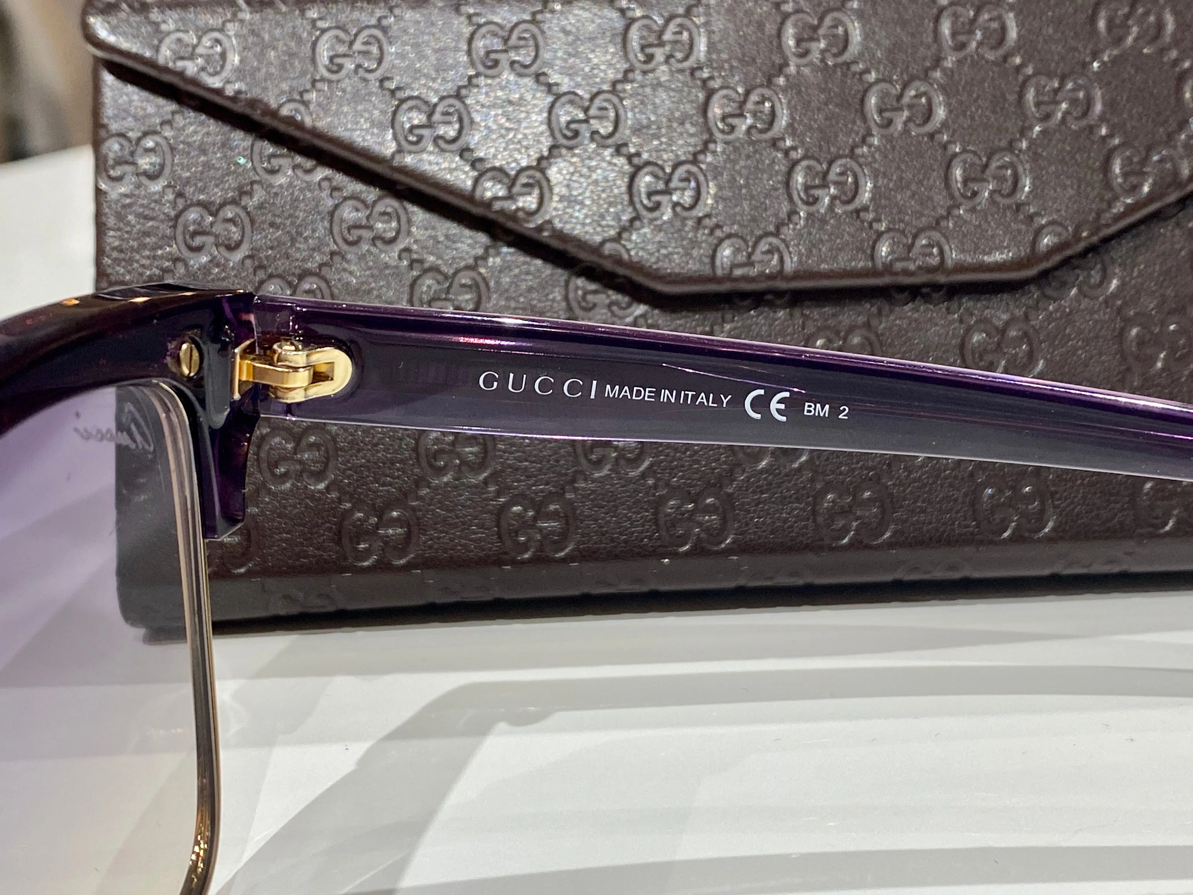 Gucci Gold/Eggplant Sunglasses with Gradient Lens