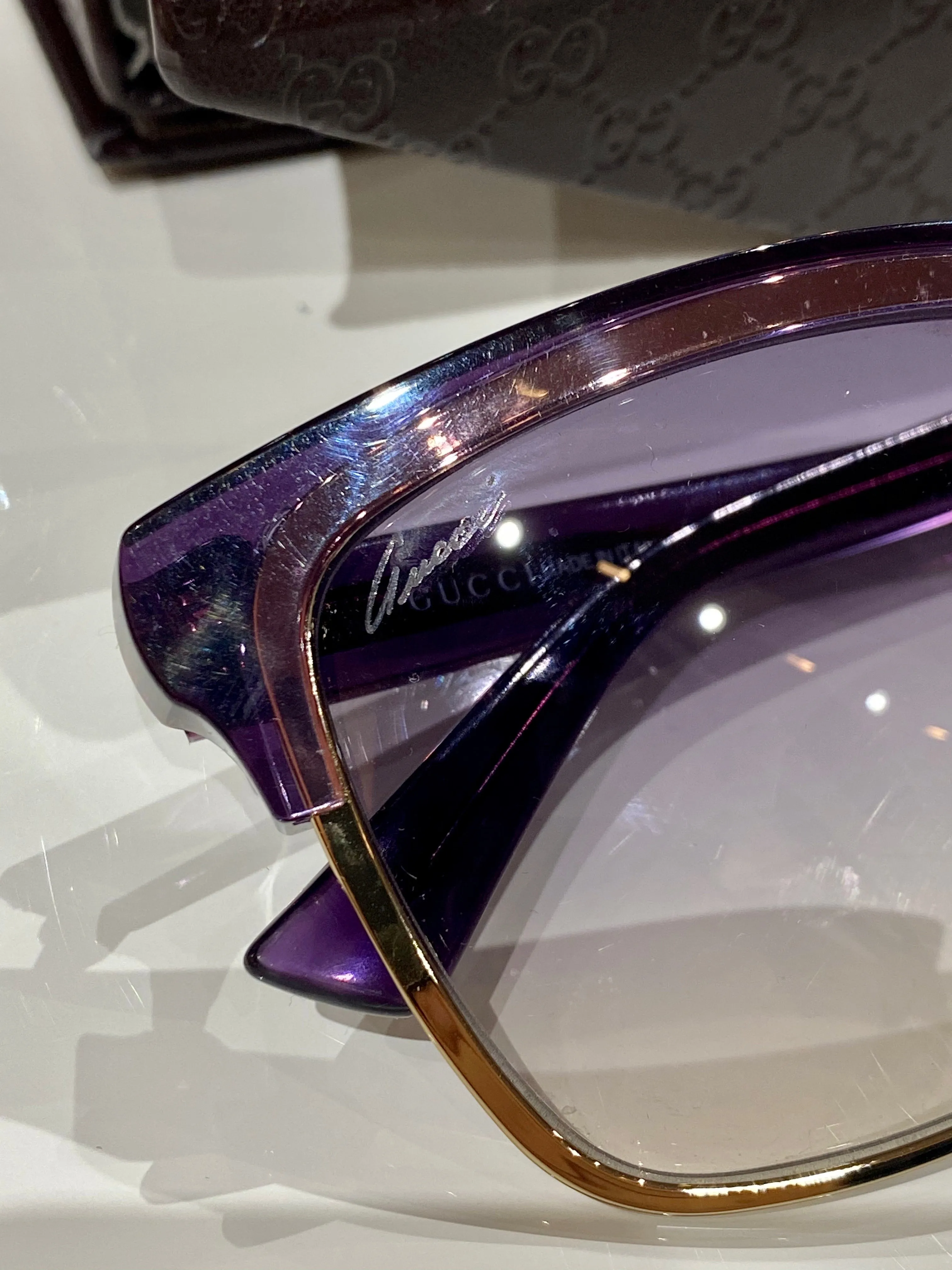 Gucci Gold/Eggplant Sunglasses with Gradient Lens
