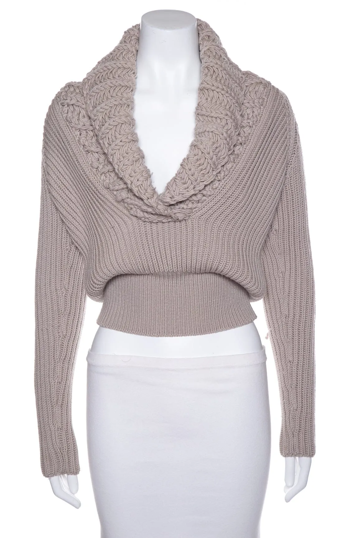 Gucci Grey Thick Collar Fitted Sweater SZ S