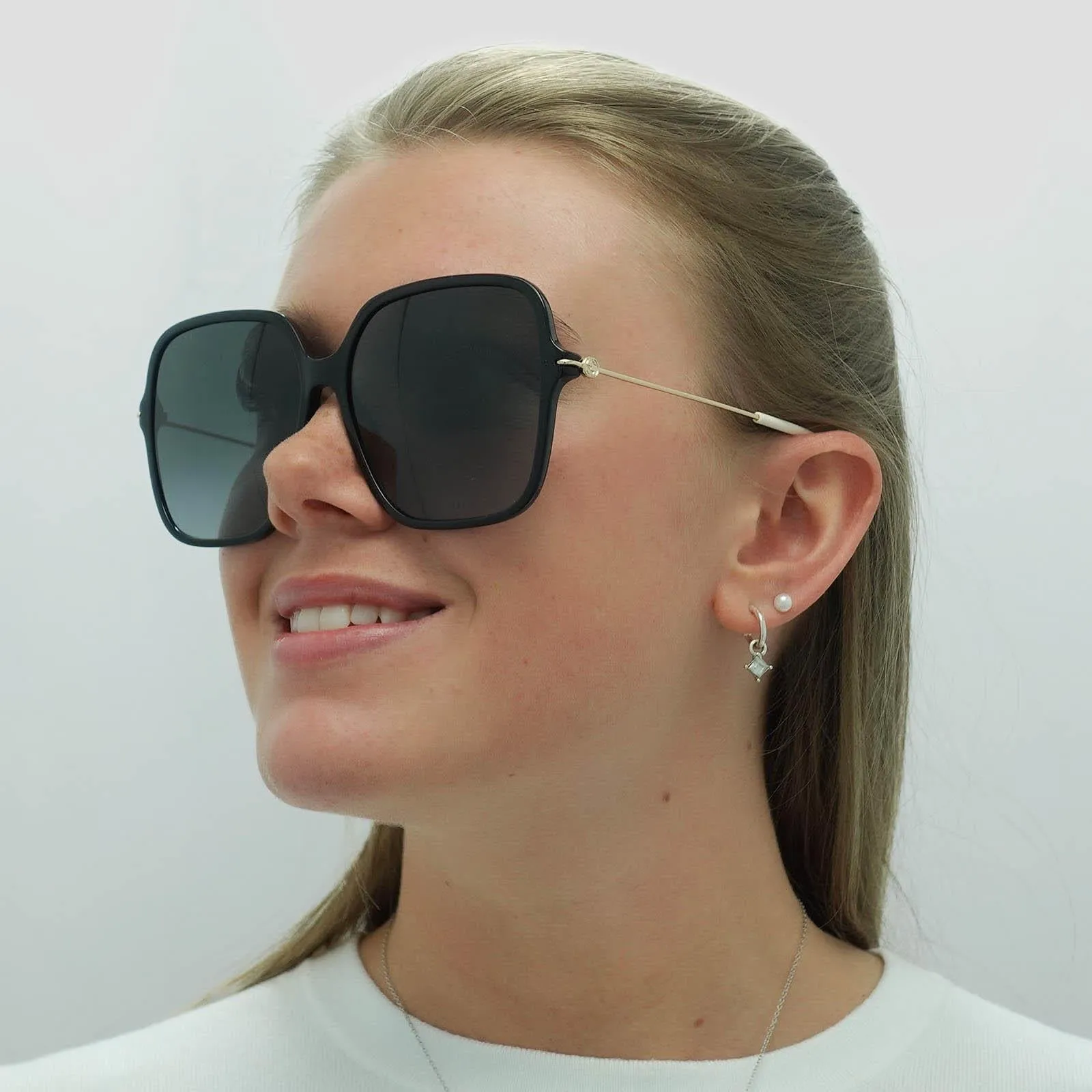Gucci Sunglasses GG1267S 001 Shiny Black and Gold Grey Gradient