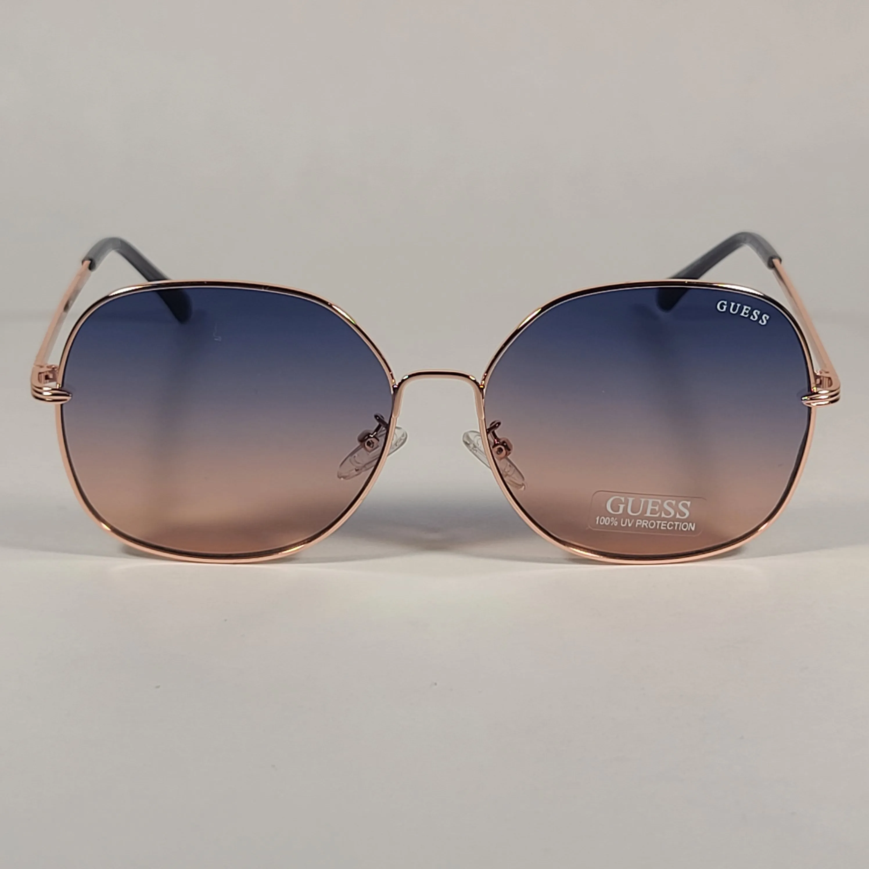 Guess Butterfly Sunglasses Rose Gold Frame Blue Gradient Lens GF0385 28W