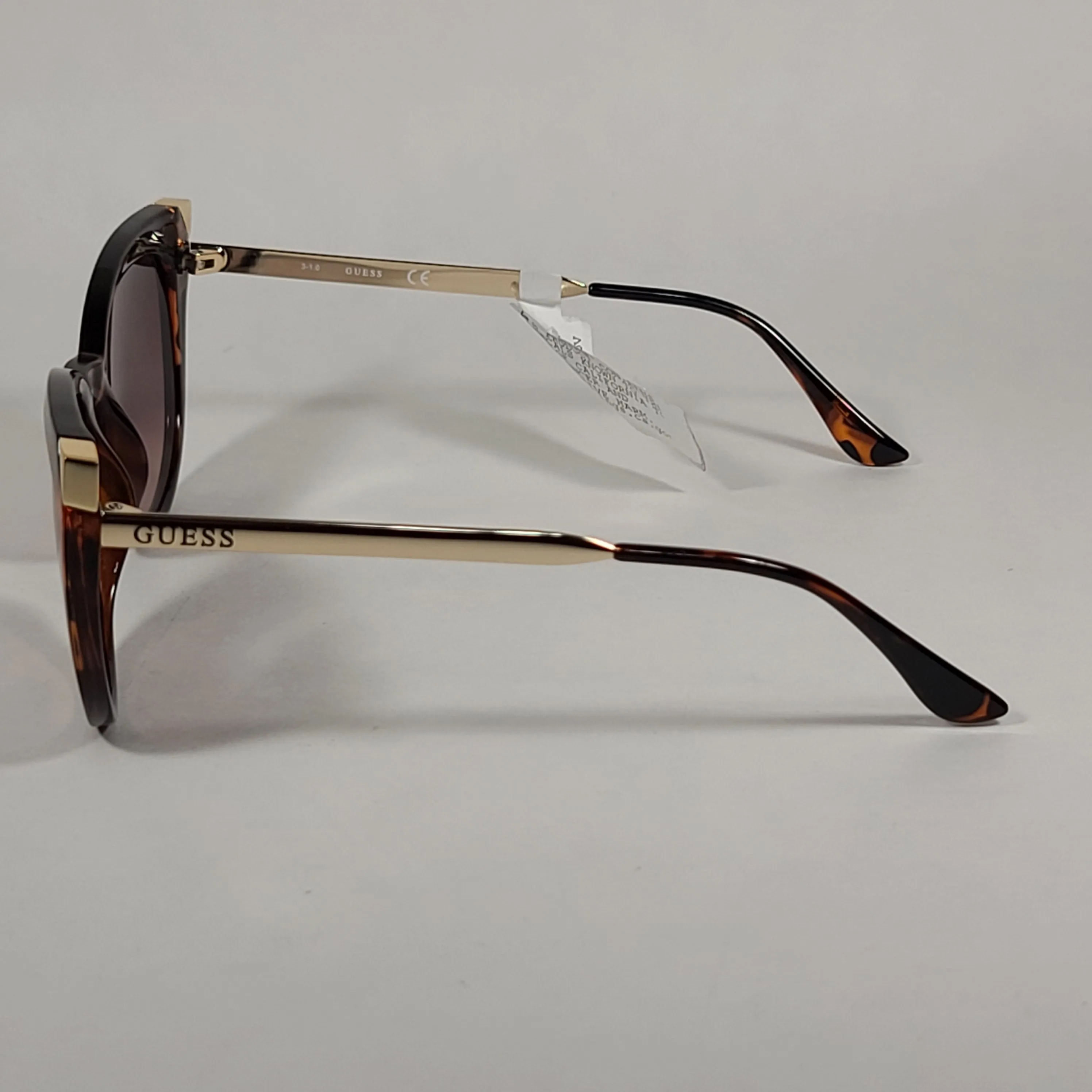Guess Cat Eye Sunglasses Brown Tortoise And Gold Accent Frame Brown Gradient Lens GF0359 52F