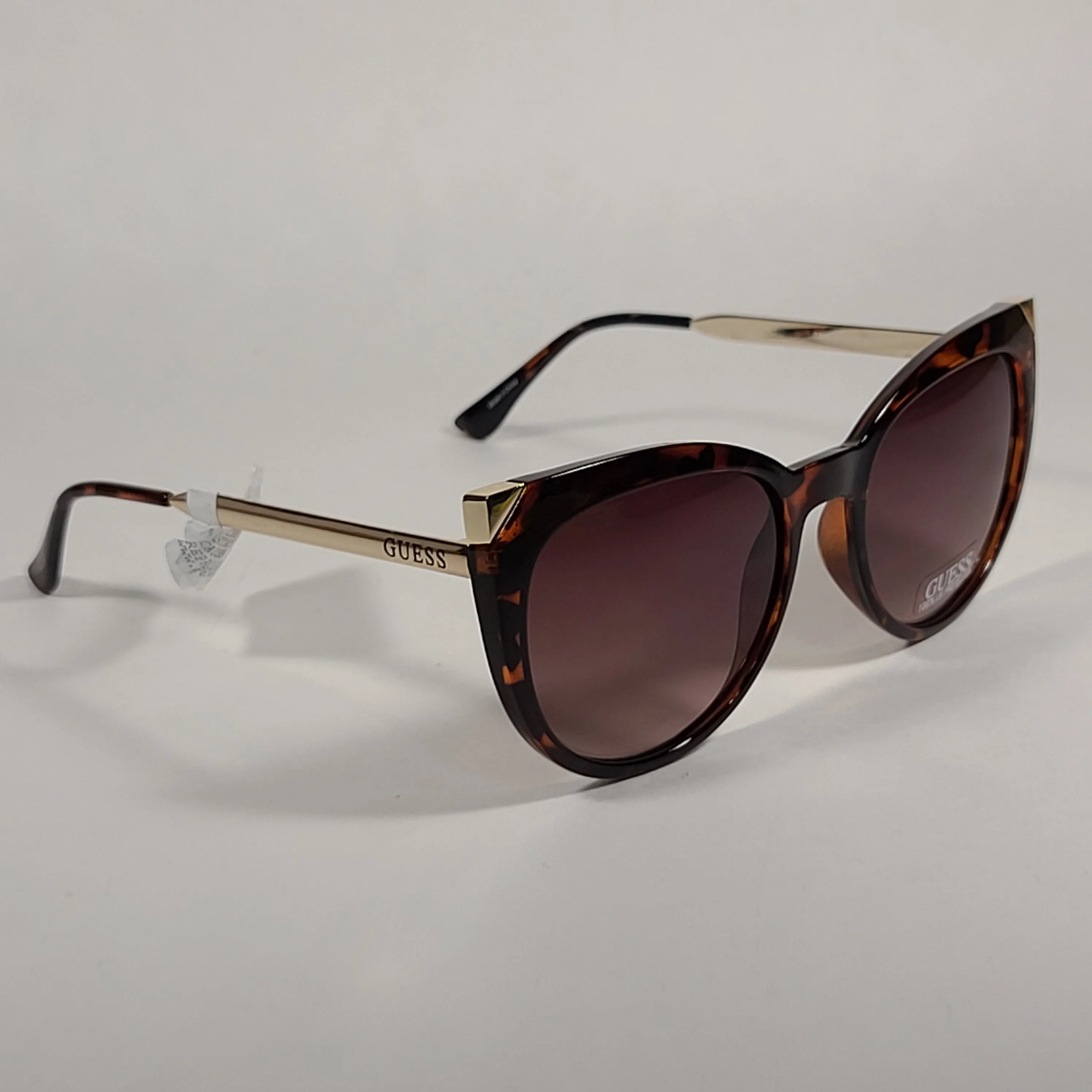 Guess Cat Eye Sunglasses Brown Tortoise And Gold Accent Frame Brown Gradient Lens GF0359 52F
