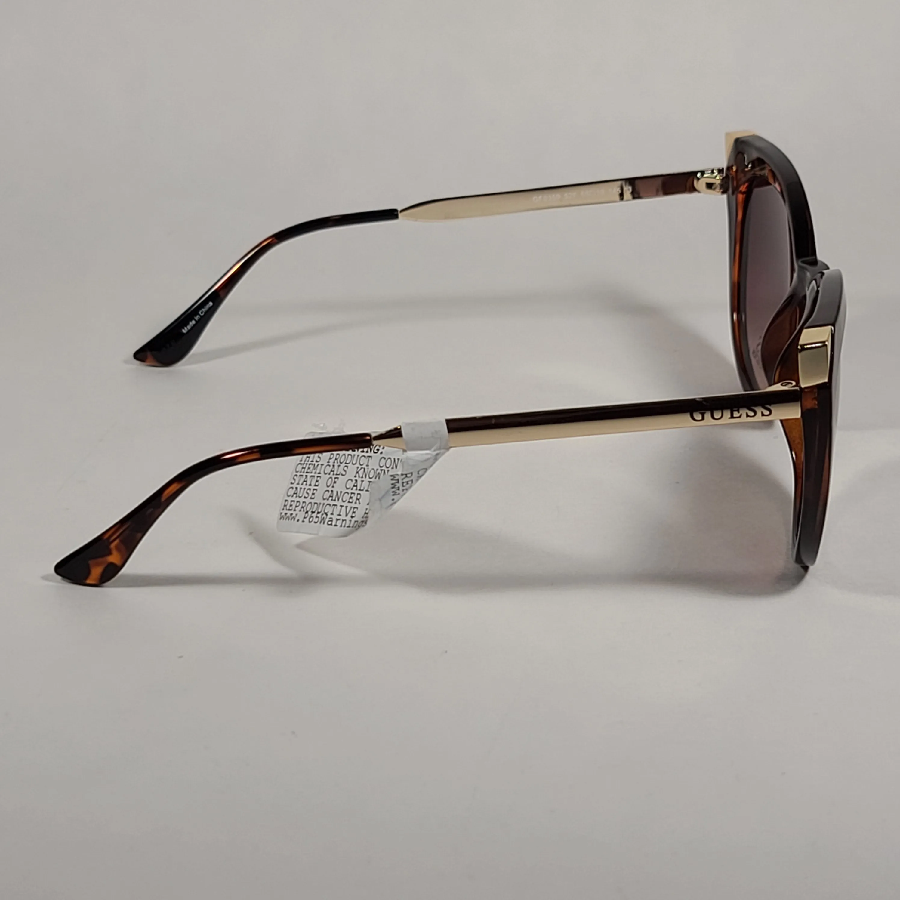 Guess Cat Eye Sunglasses Brown Tortoise And Gold Accent Frame Brown Gradient Lens GF0359 52F