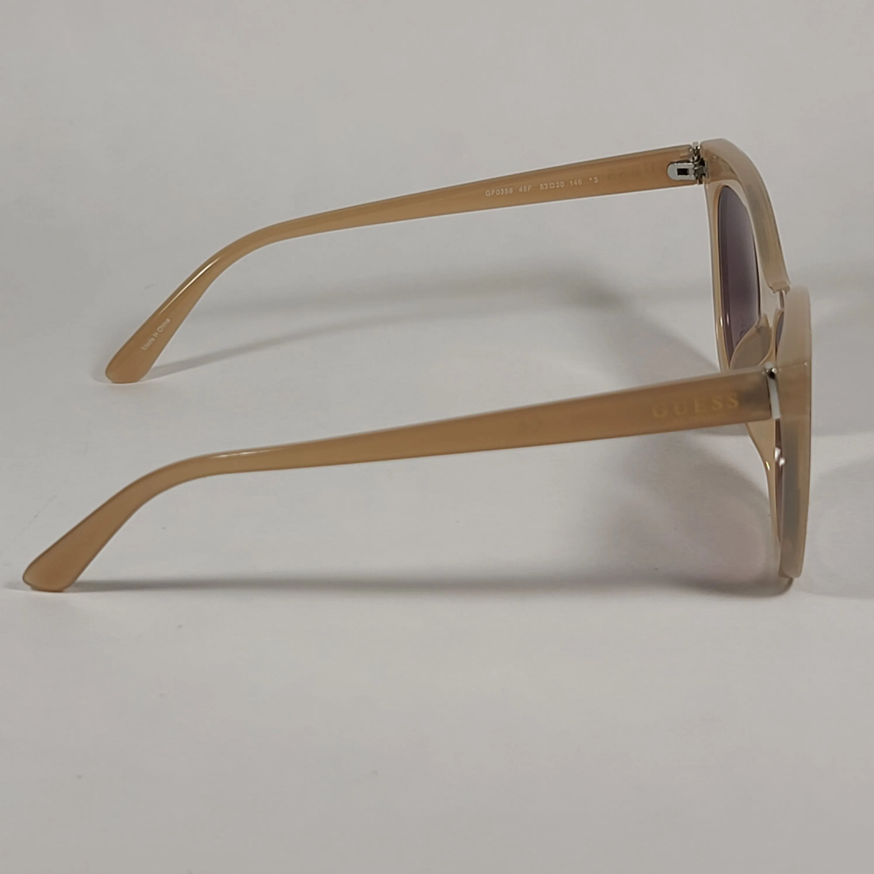 Guess Cat Eye Sunglasses Nude Frame Gold Glitter Tan Gradient Lens GF0358 45F