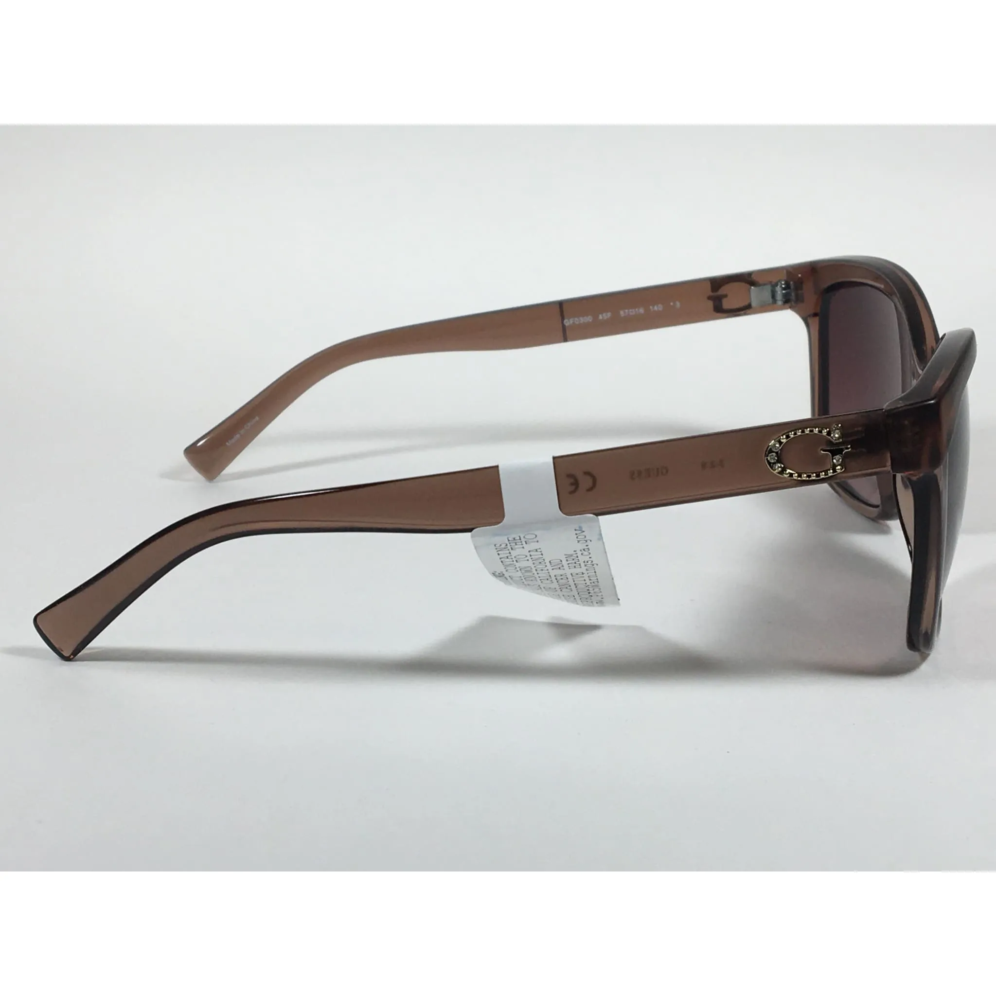 Guess Designer Sunglasses Brown Crystal Brown Gradient Lens GF0300 45F