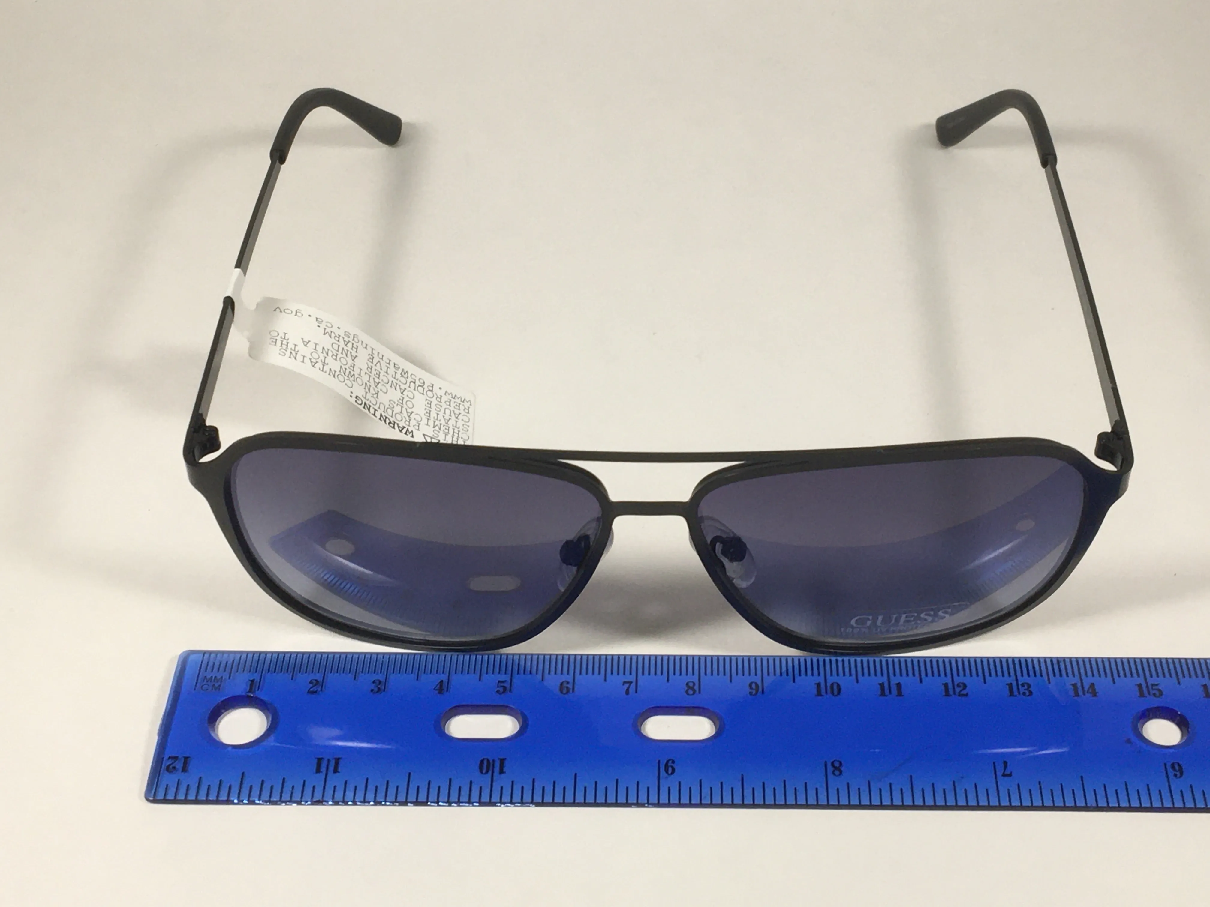 Guess Navigator Sunglasses Gunmetal Black Metal Blue Gray Gradient Lens GF0184 02W