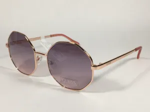 Guess Polygon Geometric Sunglasses Rose Gold Frame Gray Pink Purple Gradient Lens GF0319 28F