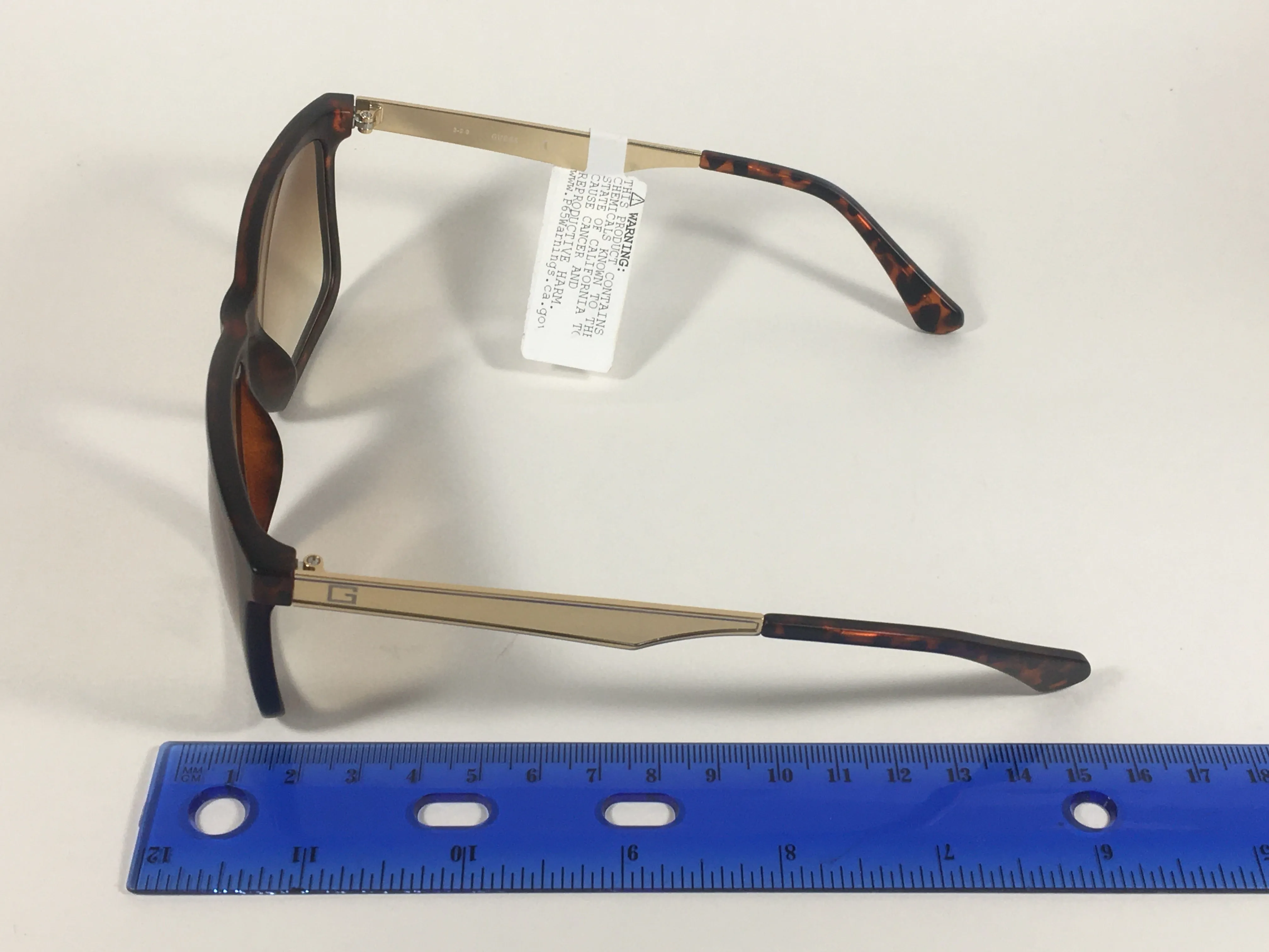 Guess Rectangular Sunglasses Gold Brown Tortoise Brown Gradient GF0171 52F
