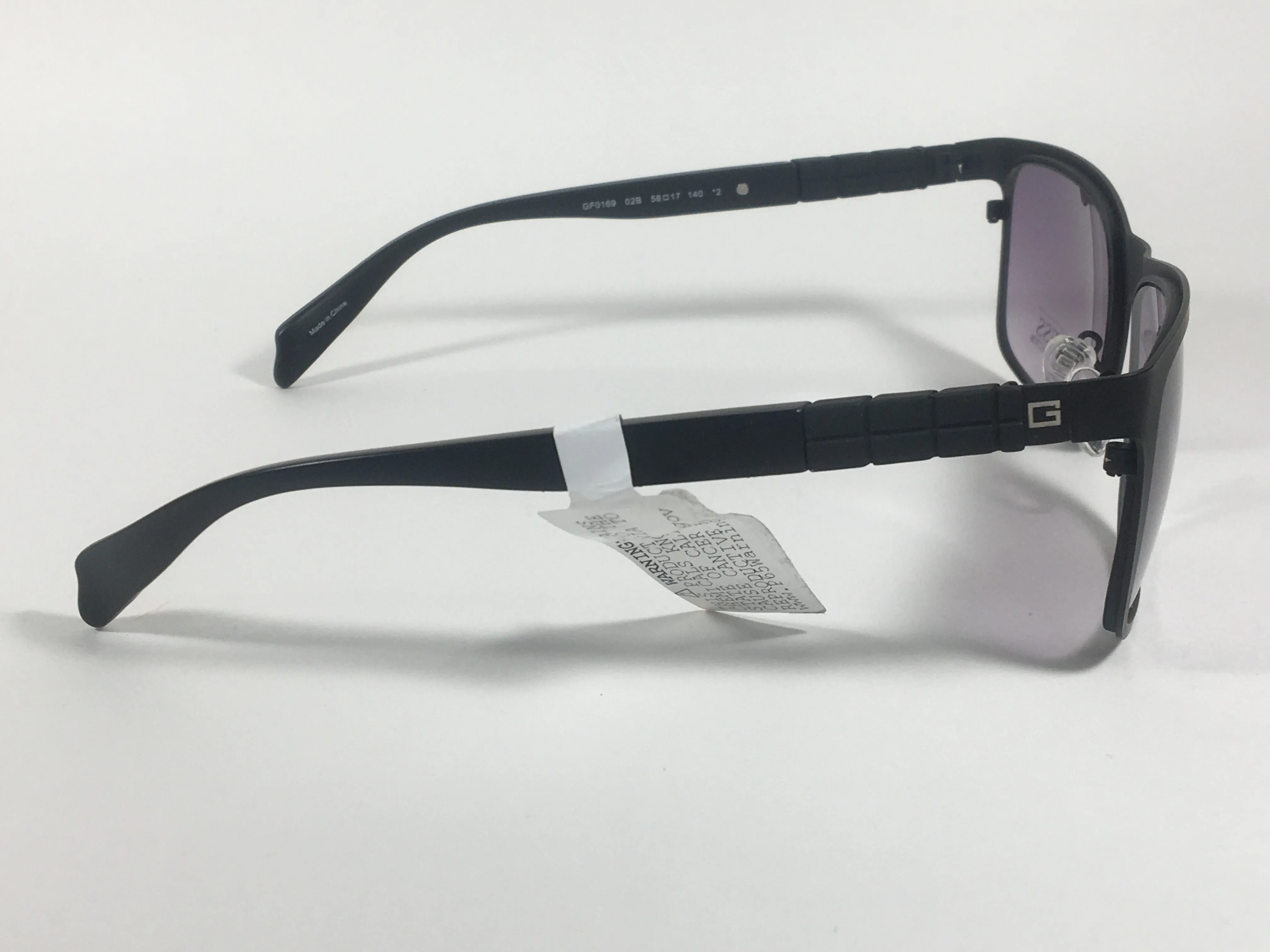 Guess Rectangular Sunglasses Matte Black Frame Smoke Gradient Lens GF0169 02B