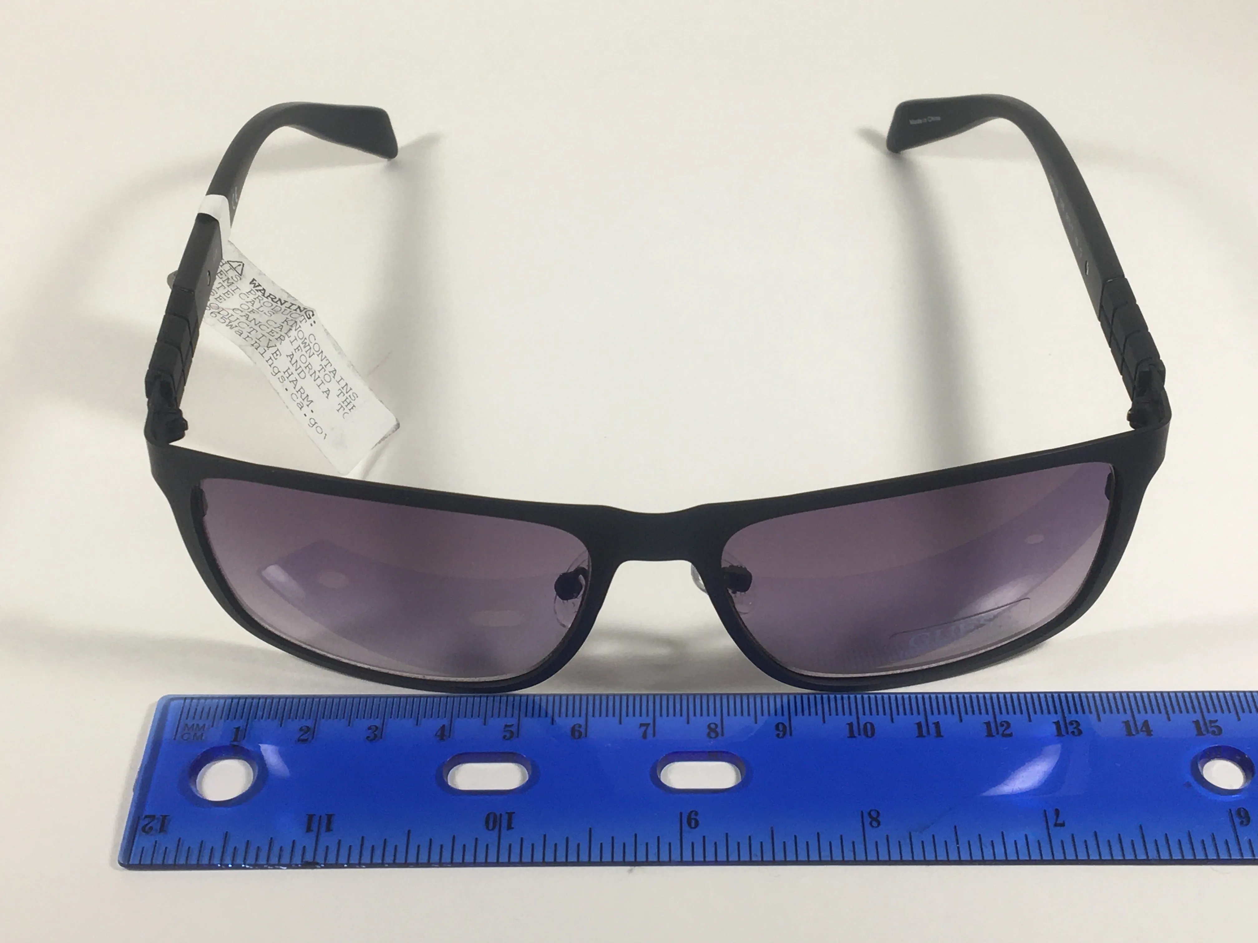 Guess Rectangular Sunglasses Matte Black Frame Smoke Gradient Lens GF0169 02B