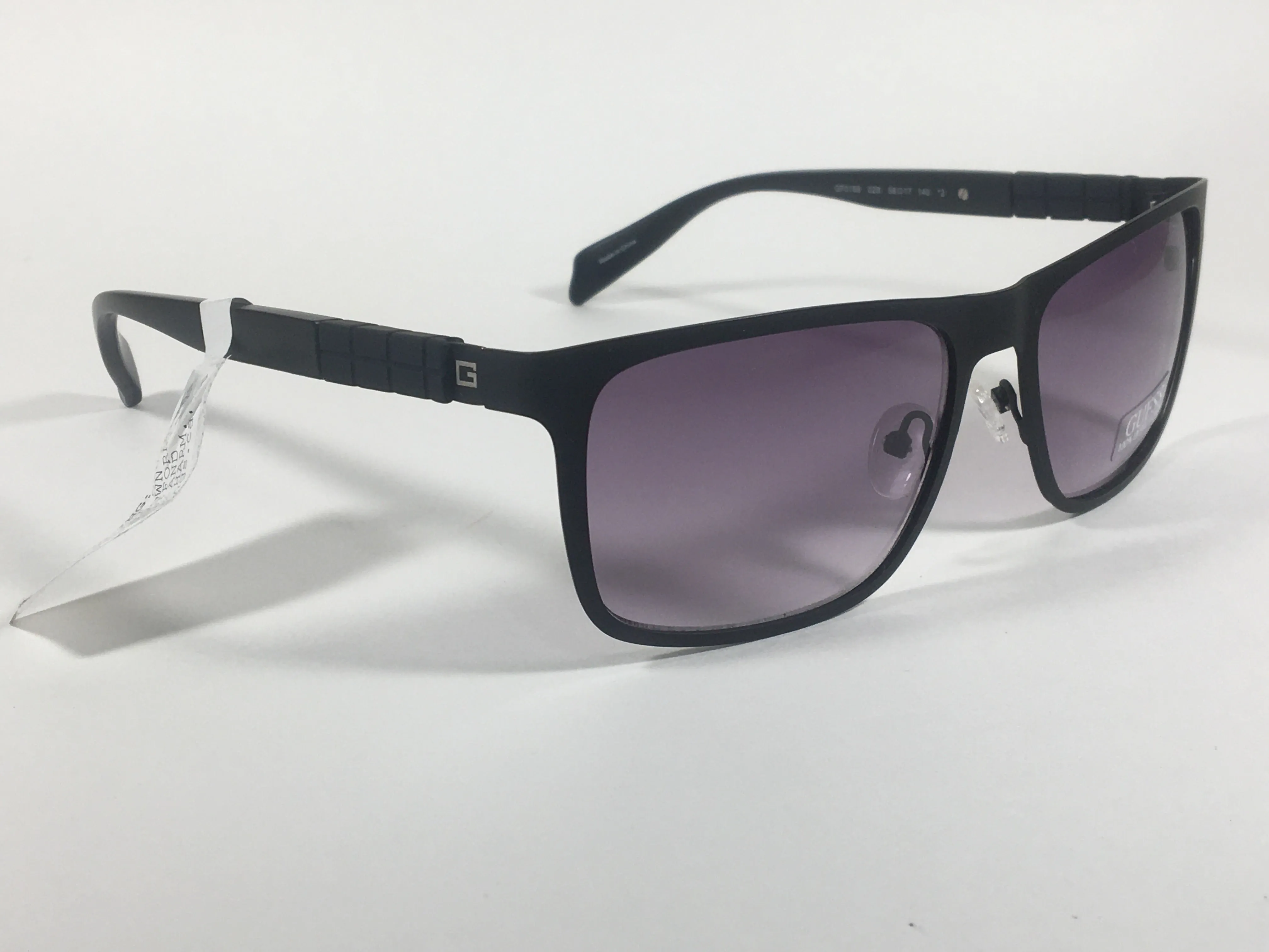 Guess Rectangular Sunglasses Matte Black Frame Smoke Gradient Lens GF0169 02B