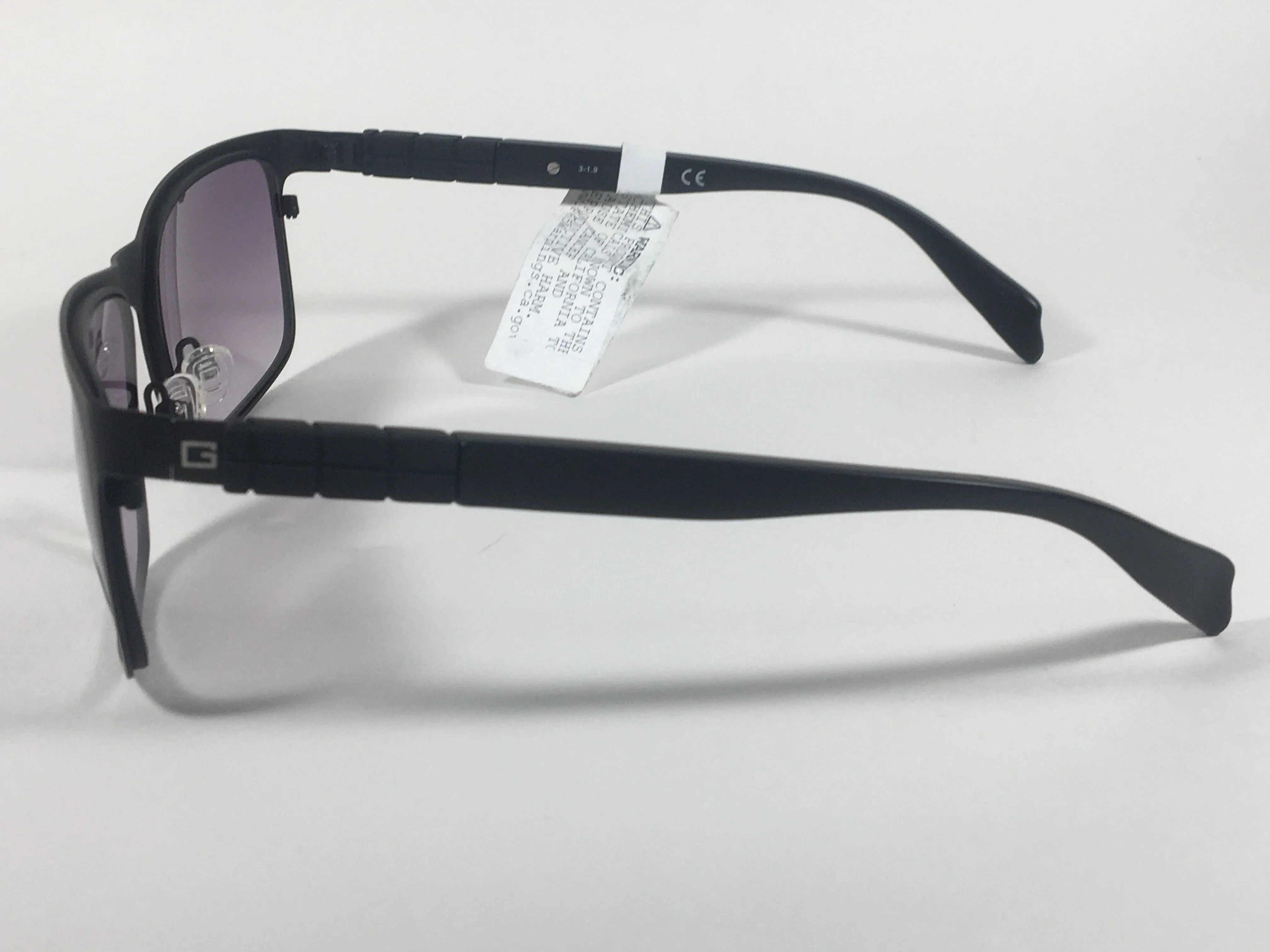 Guess Rectangular Sunglasses Matte Black Frame Smoke Gradient Lens GF0169 02B