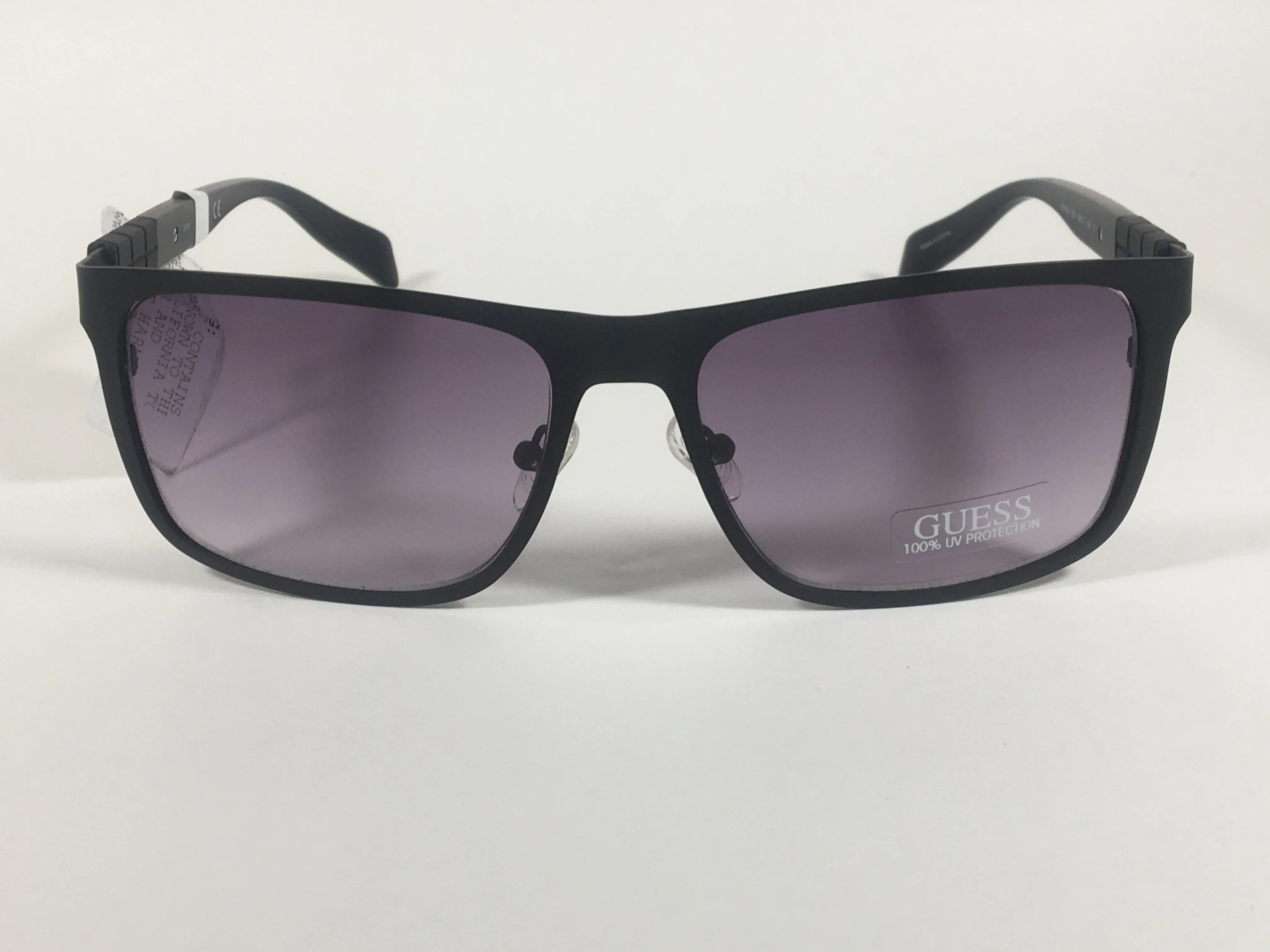 Guess Rectangular Sunglasses Matte Black Frame Smoke Gradient Lens GF0169 02B