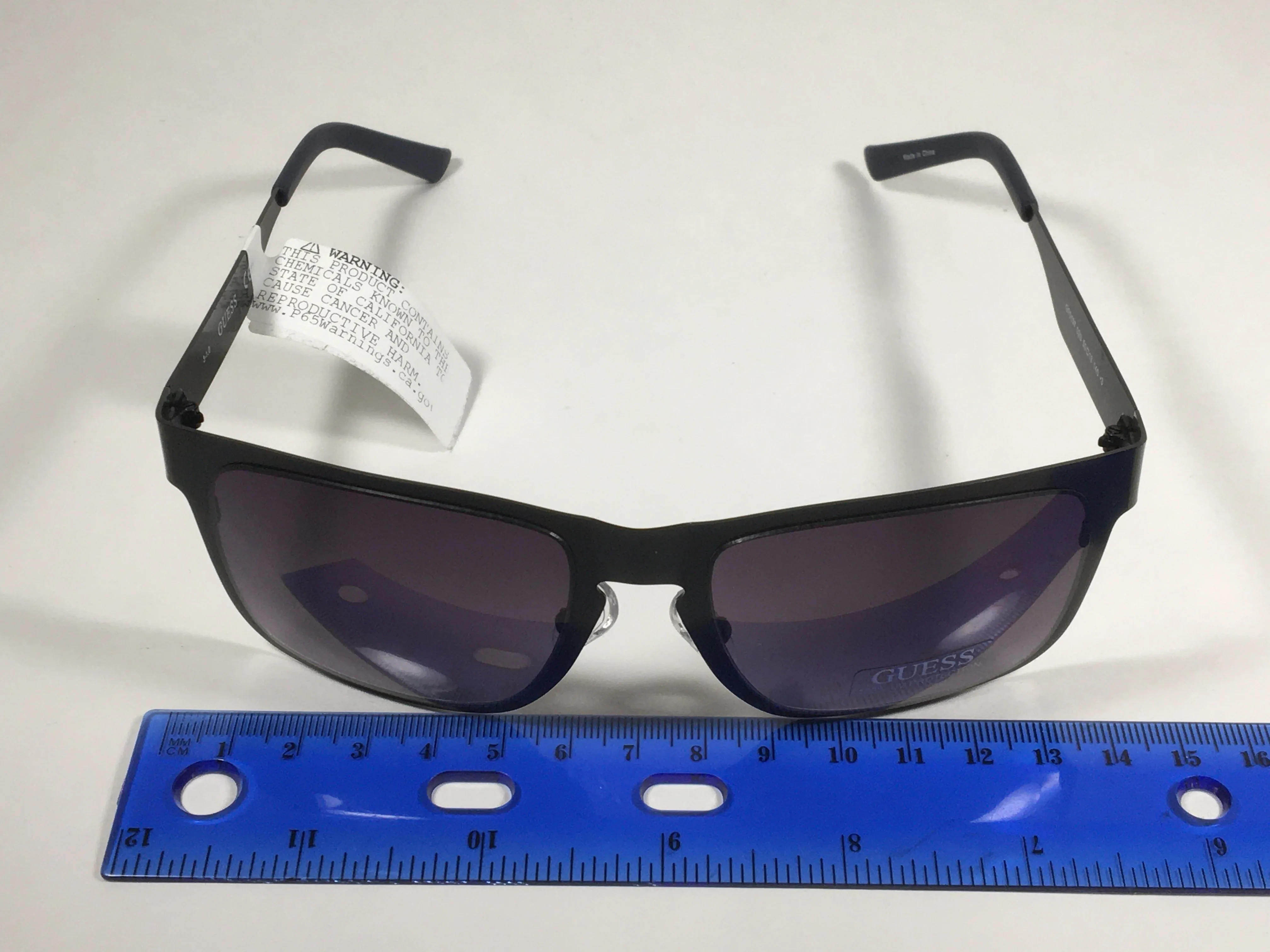 Guess Rectangular Sunglasses Matte Black Navy Blue Frame Smoke Gradient Lens GF0197 02B