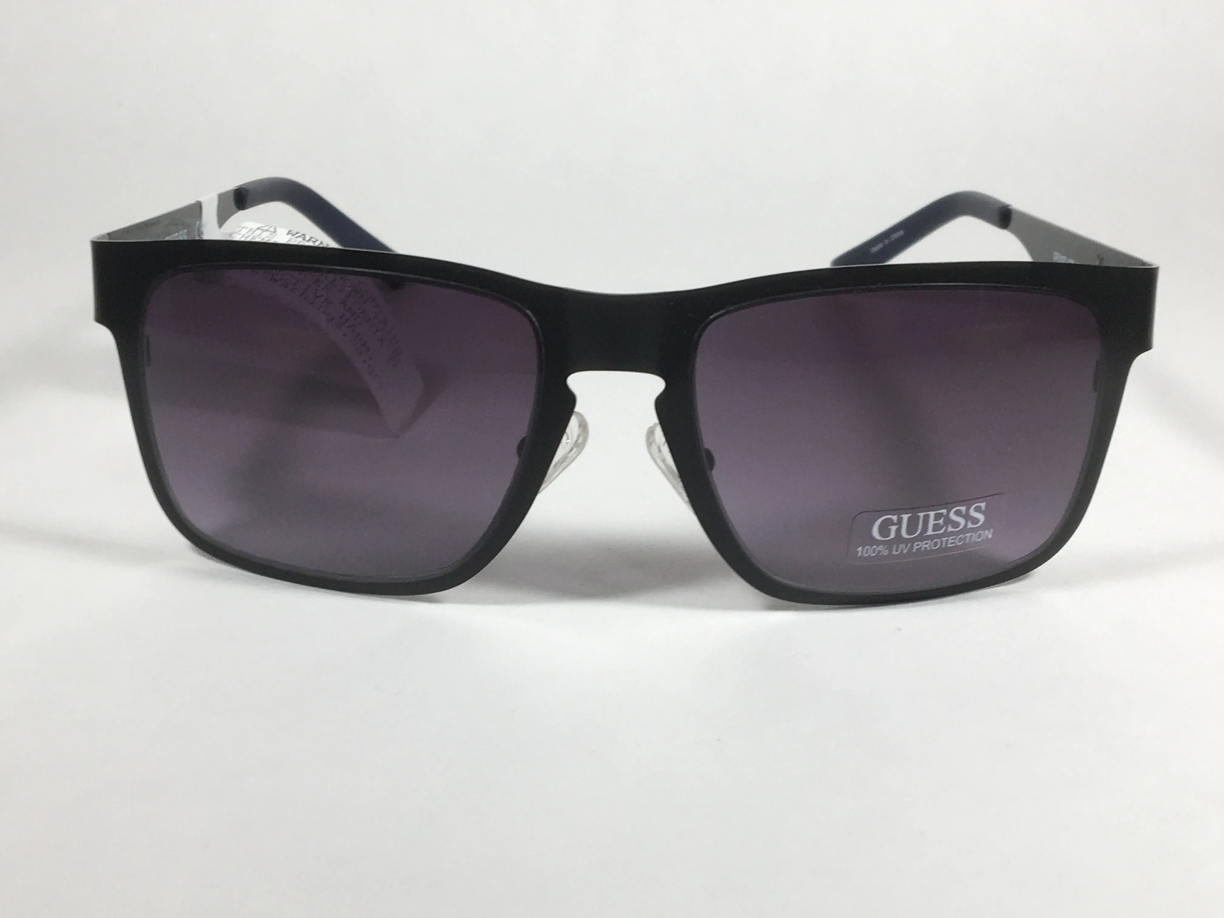 Guess Rectangular Sunglasses Matte Black Navy Blue Frame Smoke Gradient Lens GF0197 02B