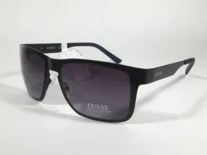 Guess Rectangular Sunglasses Matte Black Navy Blue Frame Smoke Gradient Lens GF0197 02B