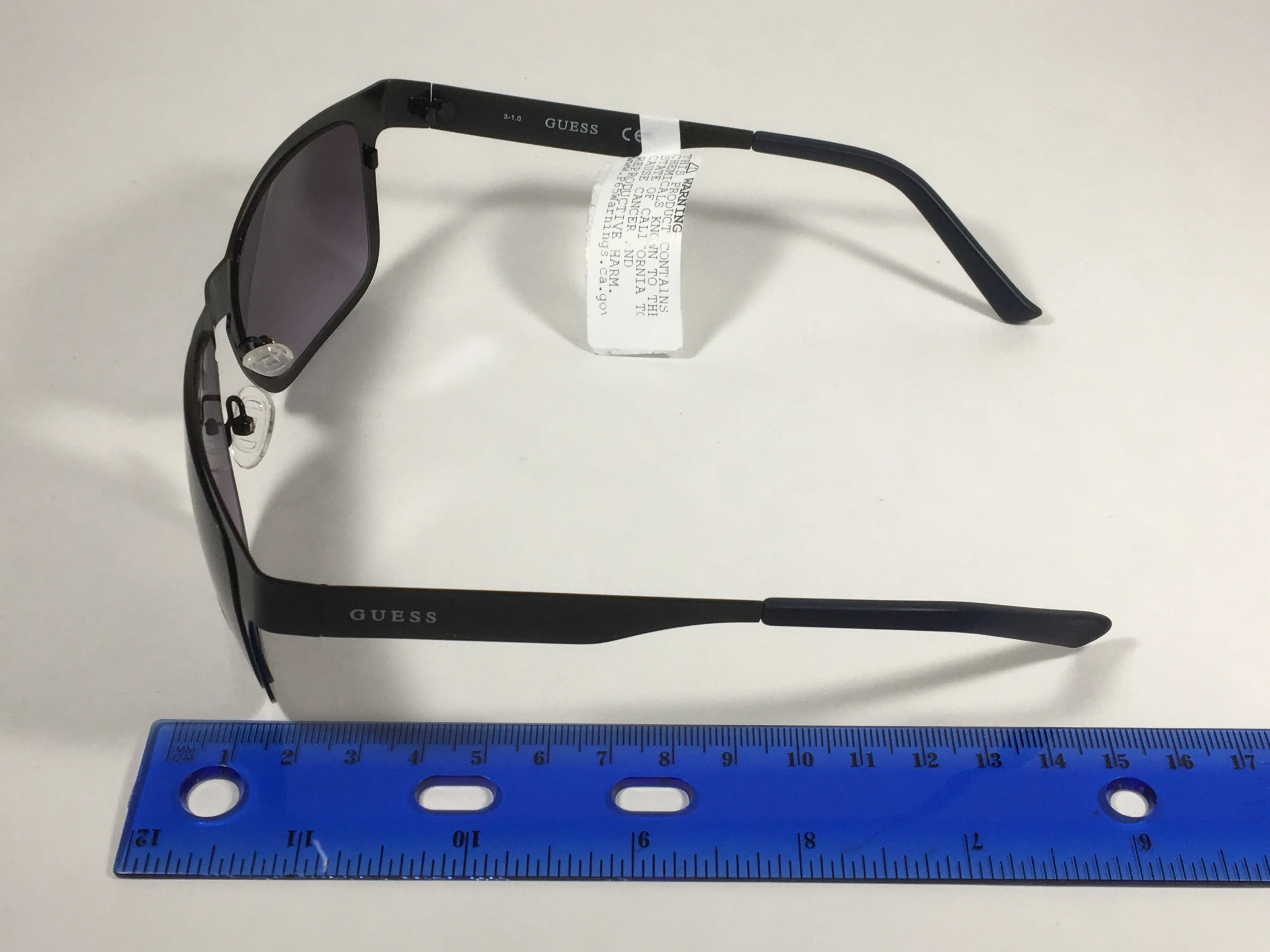 Guess Rectangular Sunglasses Matte Black Navy Blue Frame Smoke Gradient Lens GF0197 02B