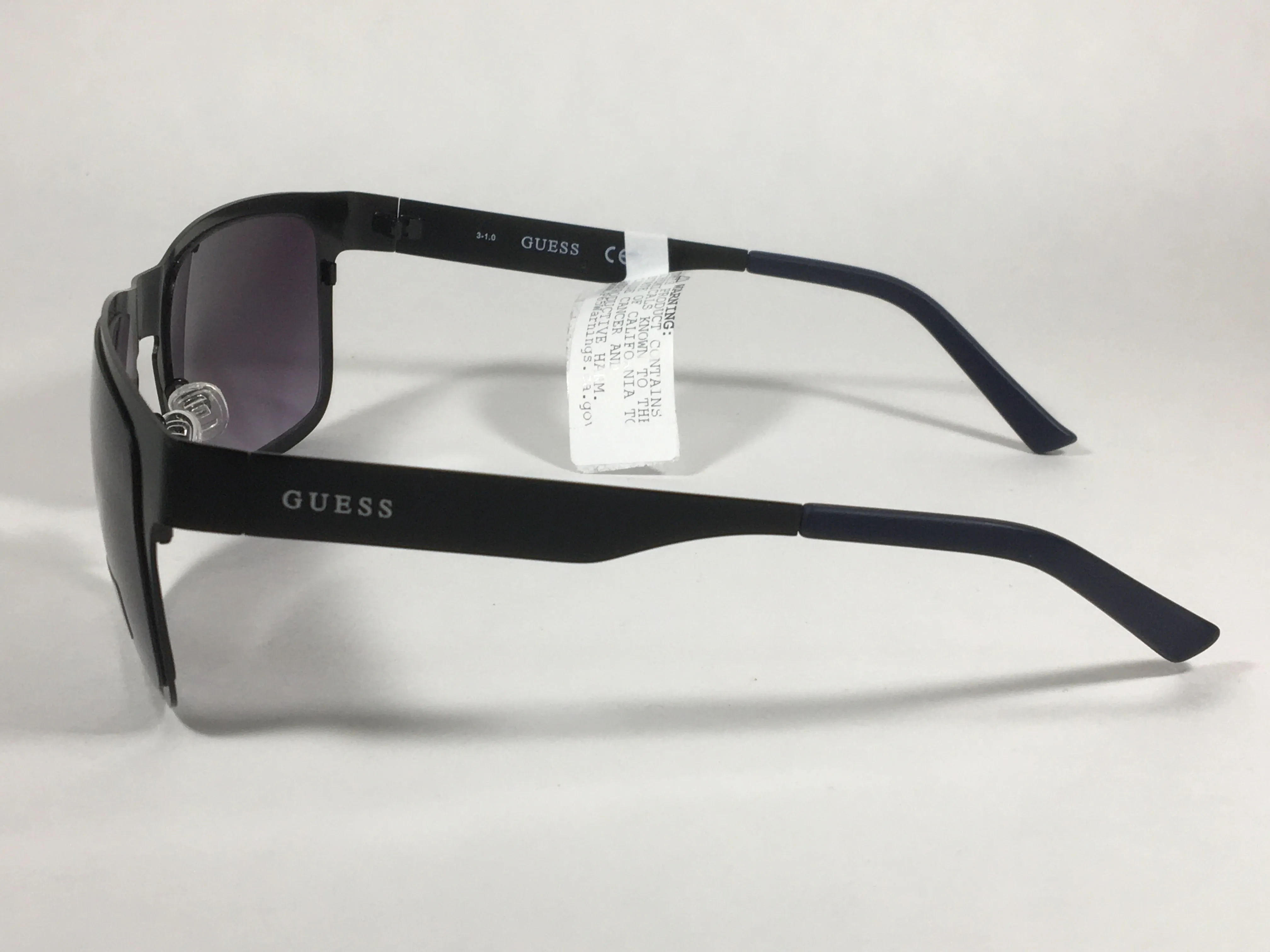 Guess Rectangular Sunglasses Matte Black Navy Blue Frame Smoke Gradient Lens GF0197 02B