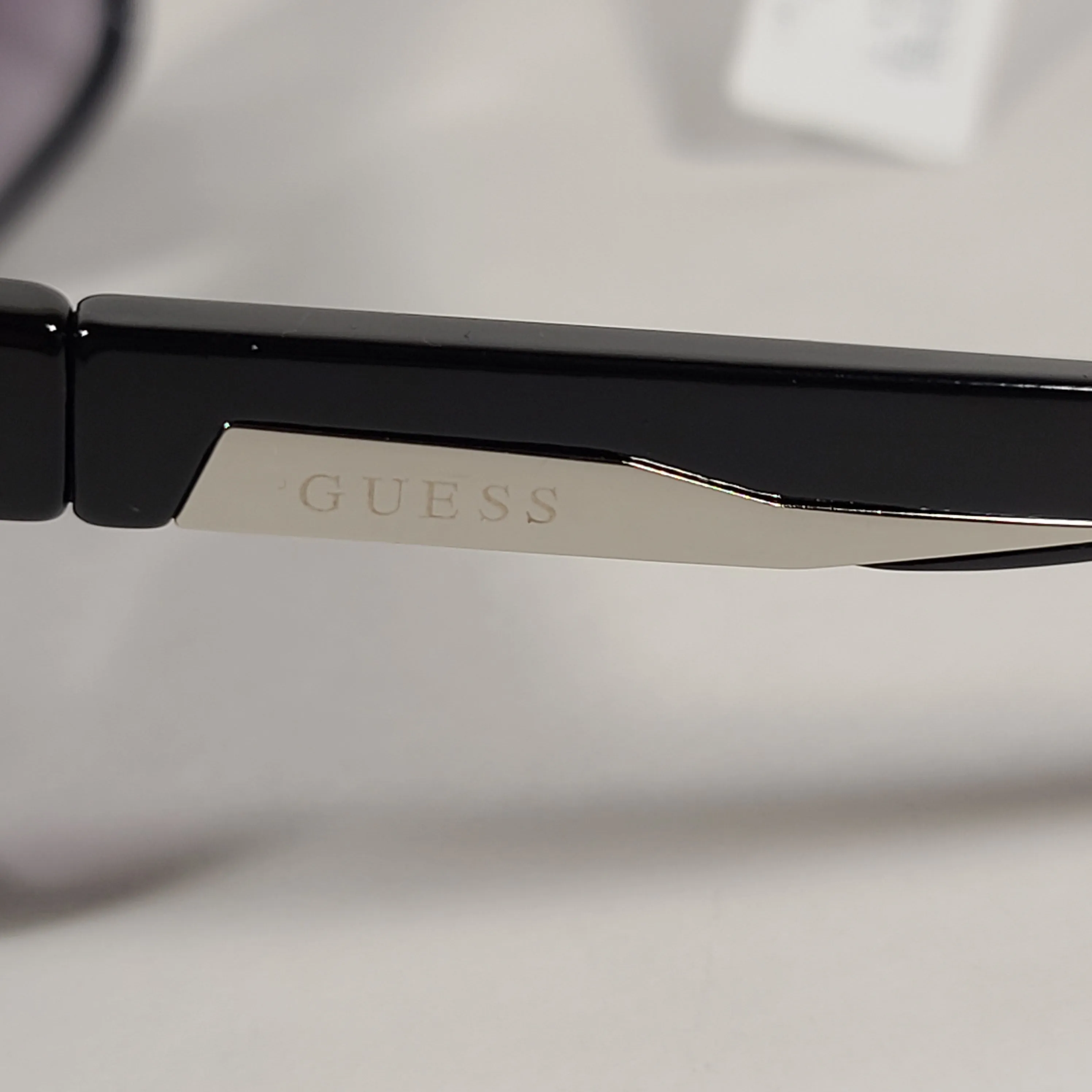 Guess Rectangular Sunglasses Shiny Black Frame Gray Smoke Gradient Lens GF0190 01B
