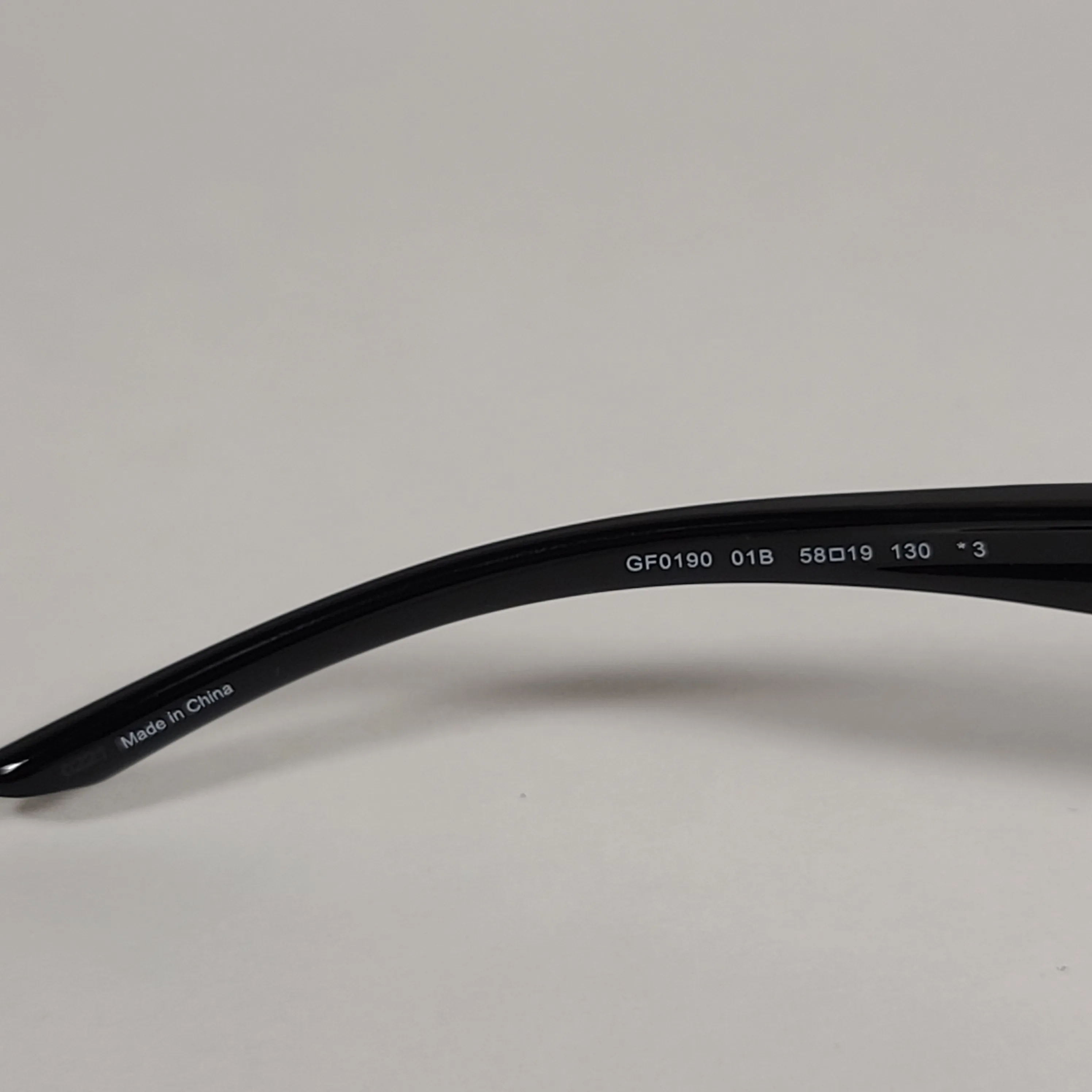Guess Rectangular Sunglasses Shiny Black Frame Gray Smoke Gradient Lens GF0190 01B