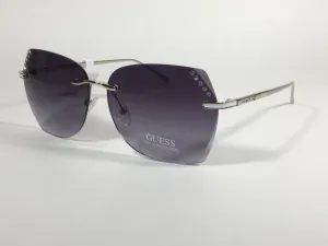 Guess Rimless Sunglasses Silver Metal Frame Smoke Gradient Lens GF0384 10B