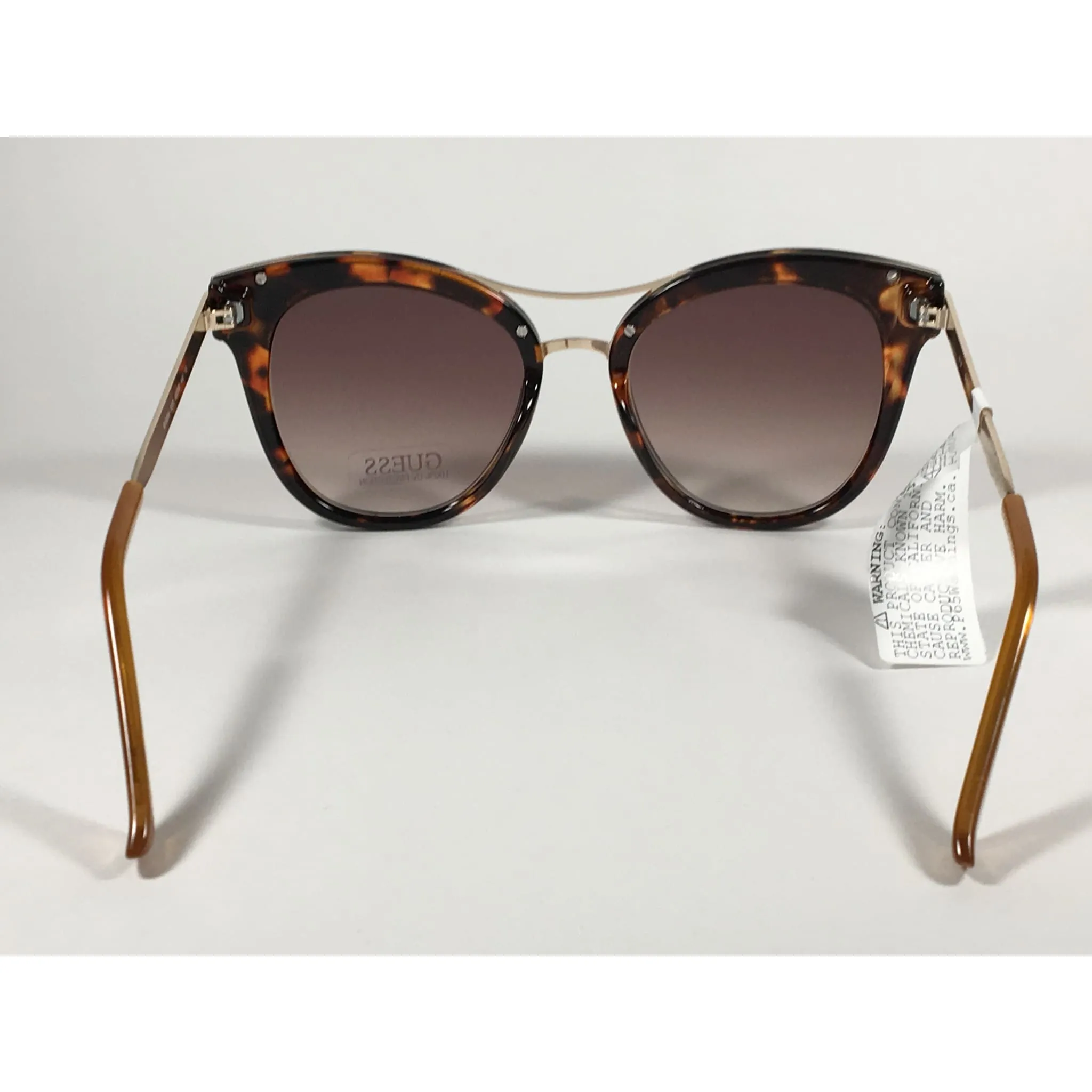 Guess Round Cat Eye Sunglasses Gold Brown Tortoise Frame Brown Gradient Lens GF0304 52G