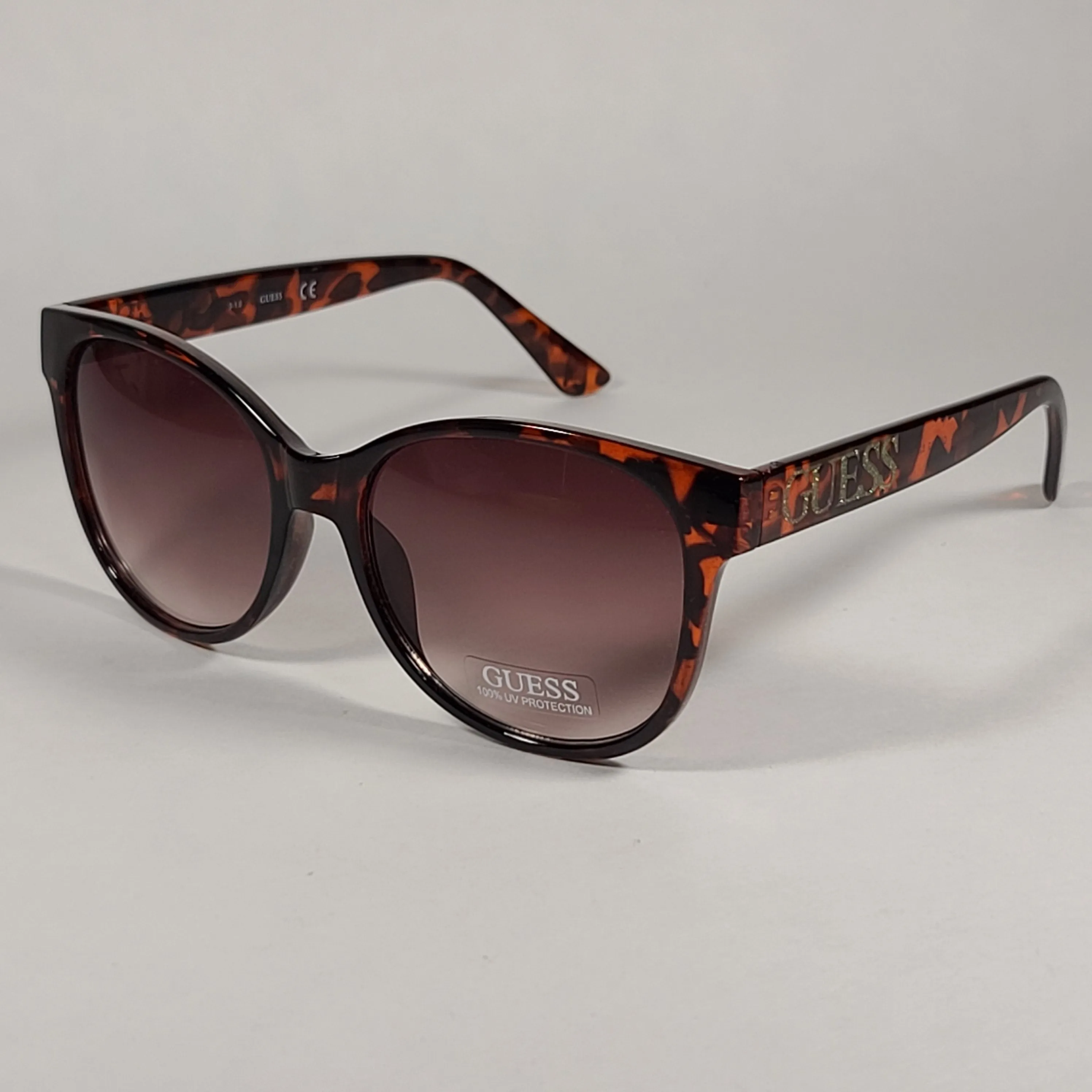 Guess Soft Round Sunglasses Brown Tortoise Frame Brown Gradient Lens GF0362 52F