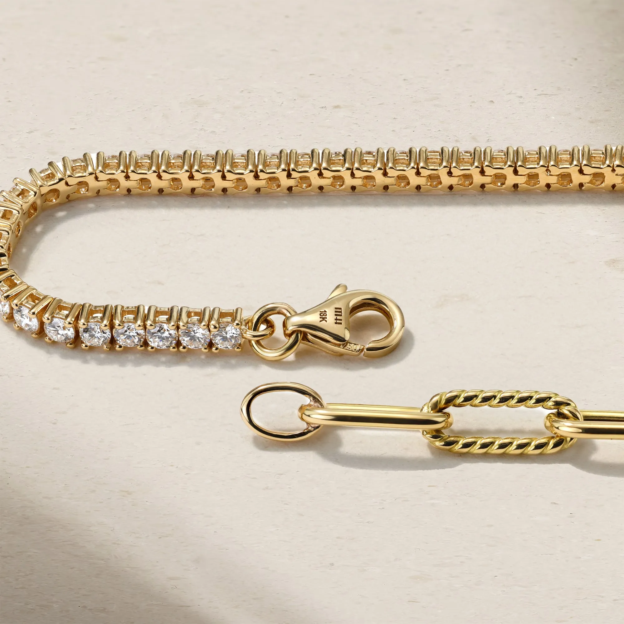 Half and Half Diamond and Chunky Link Bracelet