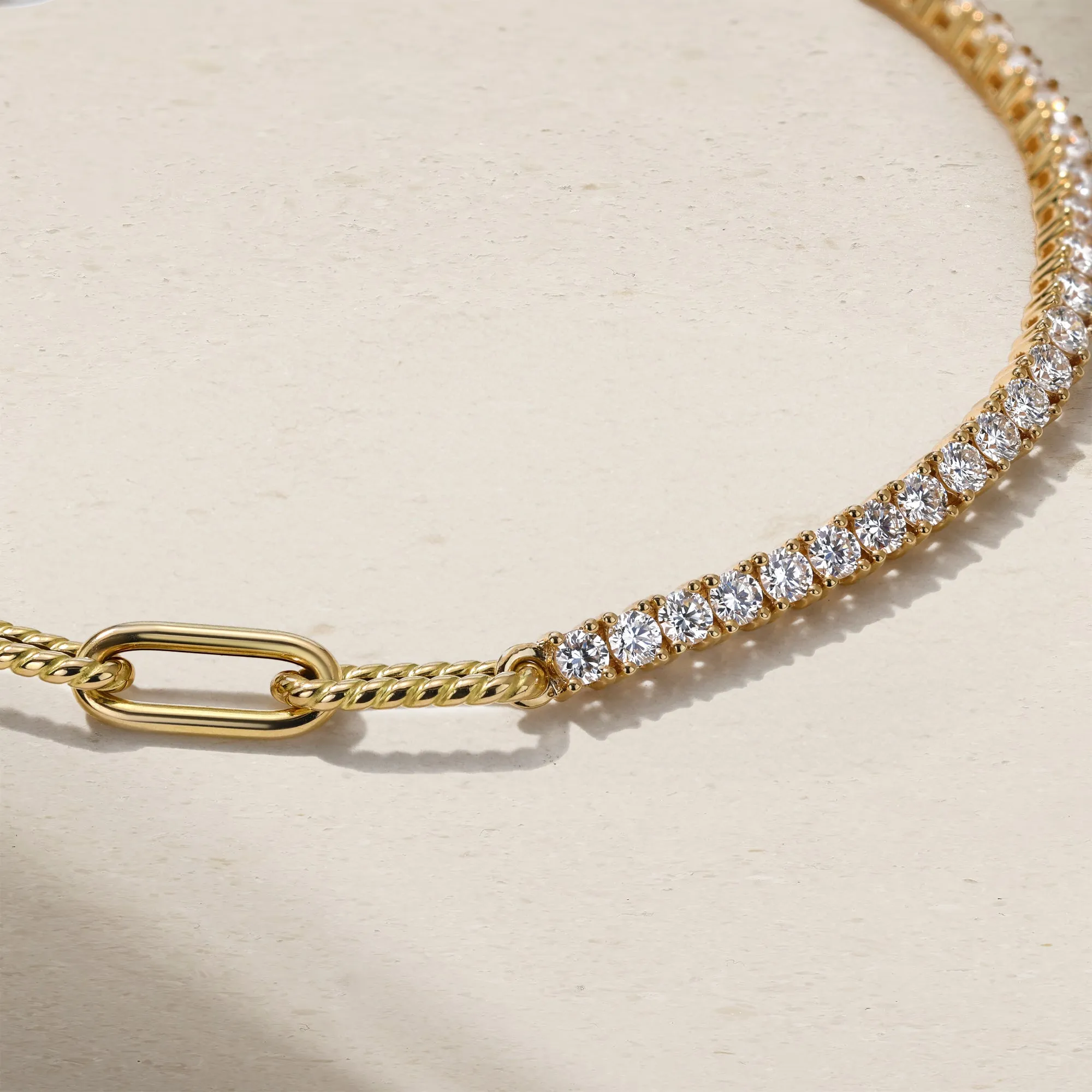 Half and Half Diamond and Chunky Link Bracelet