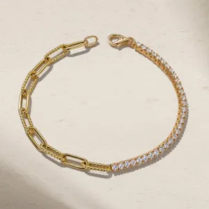 Half and Half Diamond and Chunky Link Bracelet