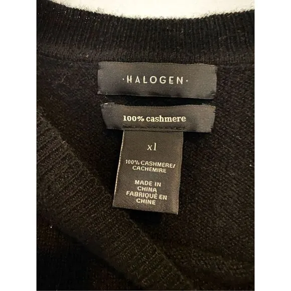 Halogen 100% Cashmere Black Sweater Sz X1
