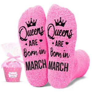 HAPPYPOP March Birthday Gifts for Women - Birthday Socks Happy Birthday Queen Socks, Socks for Her Female