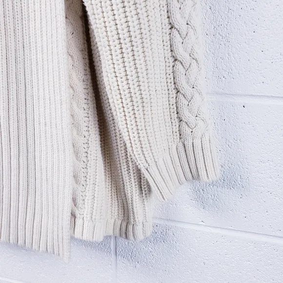 Haven Well Within Cable Knit Flyaway Cardigan Sweater Ivory Chunky Size XXL