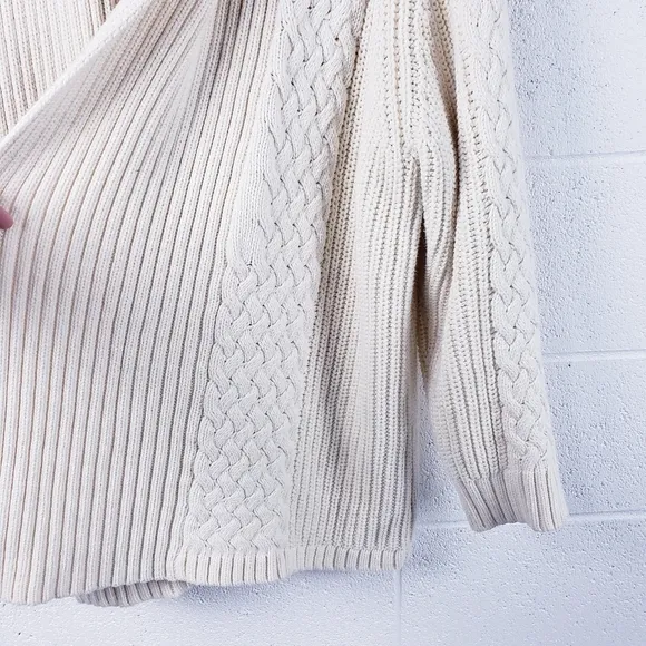 Haven Well Within Cable Knit Flyaway Cardigan Sweater Ivory Chunky Size XXL