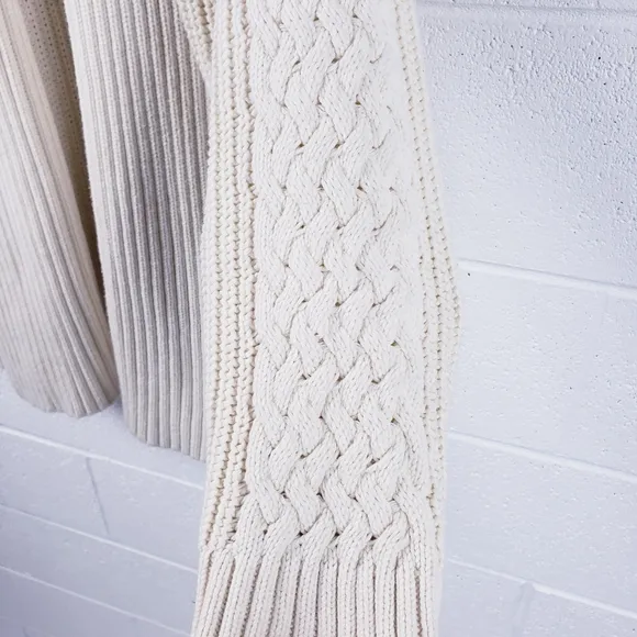 Haven Well Within Cable Knit Flyaway Cardigan Sweater Ivory Chunky Size XXL