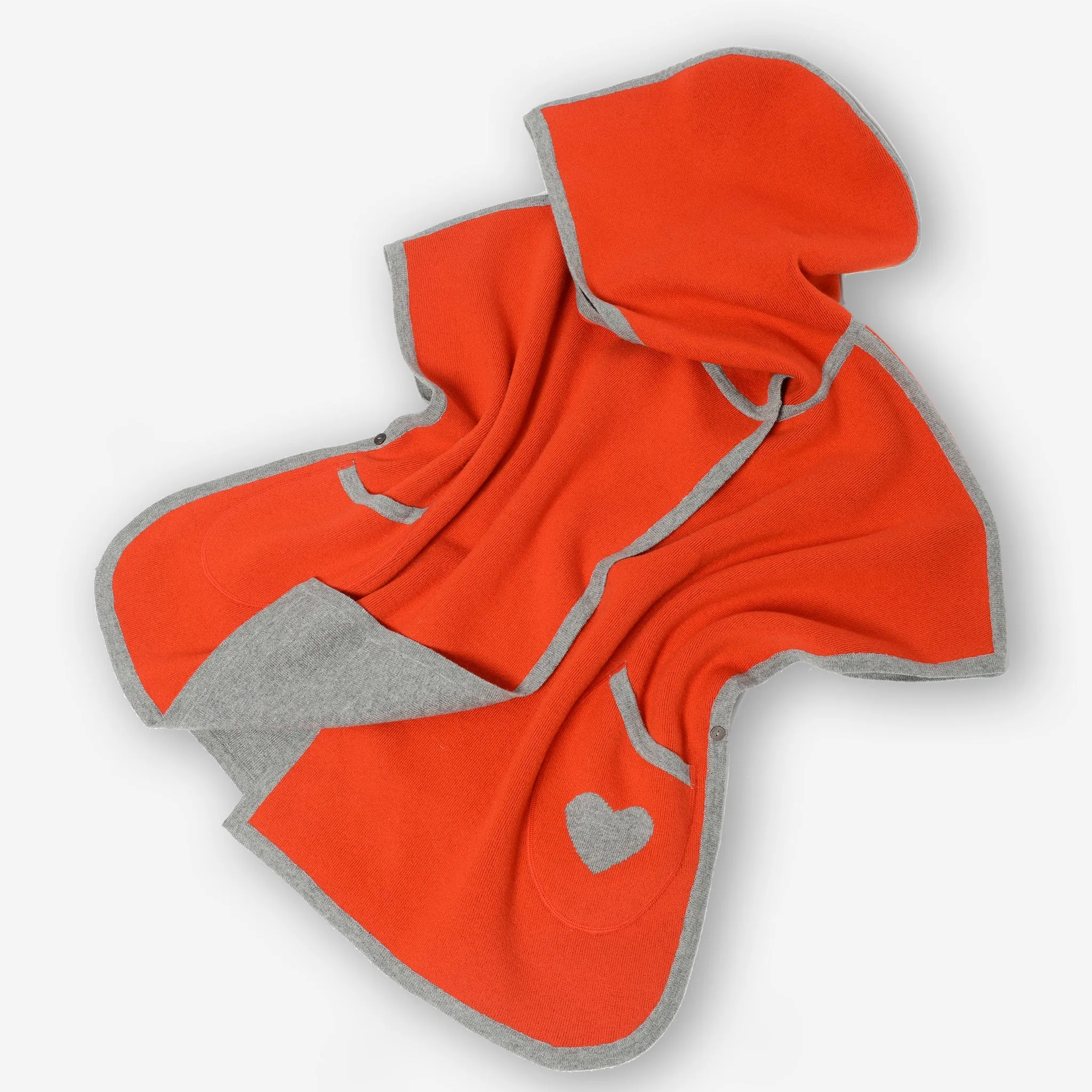 Heart Intarsia Hooded Cashmere Poncho